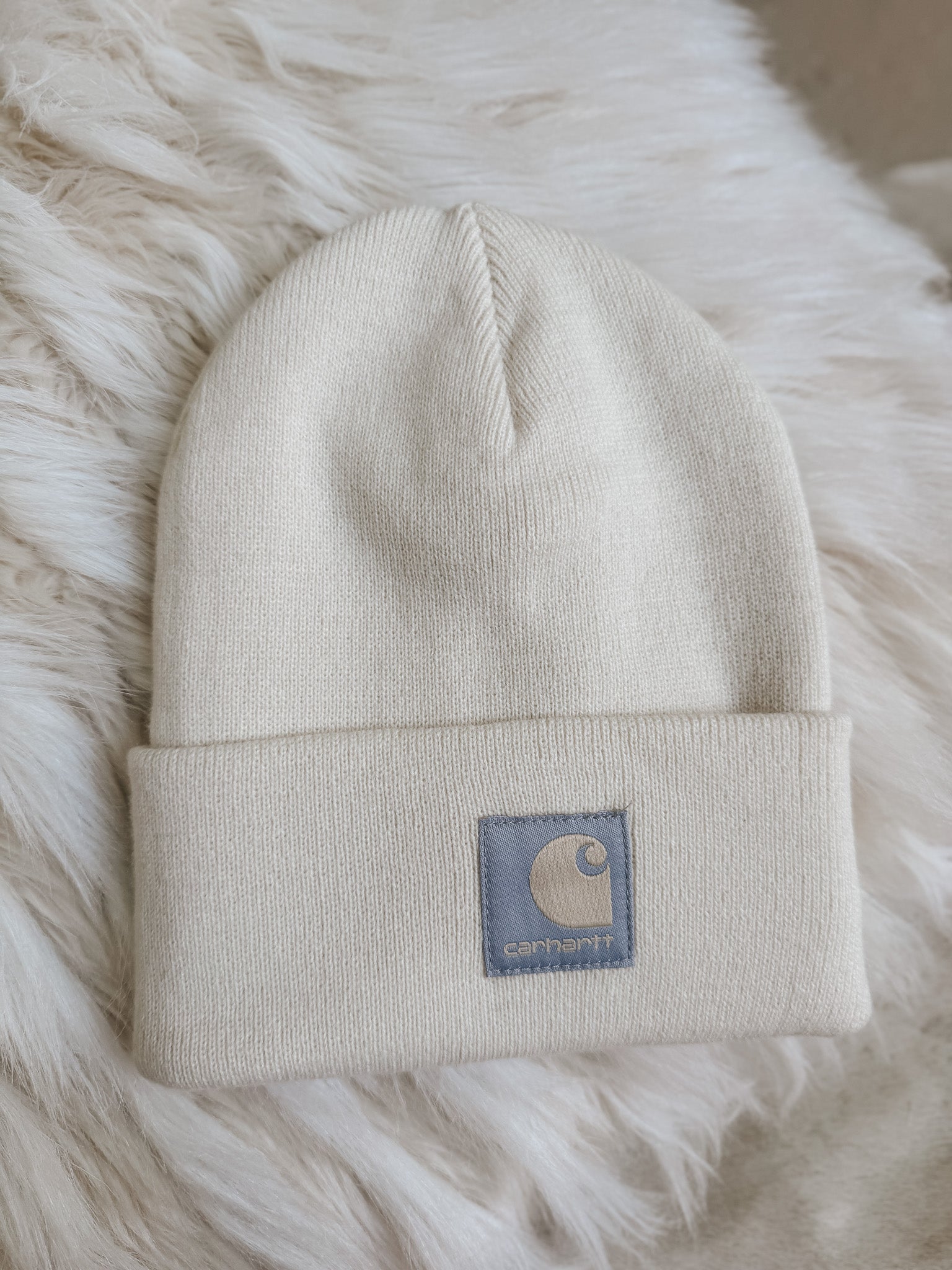 Women's Carhartt Knit Satin-Lined Beanie in Oat Milk