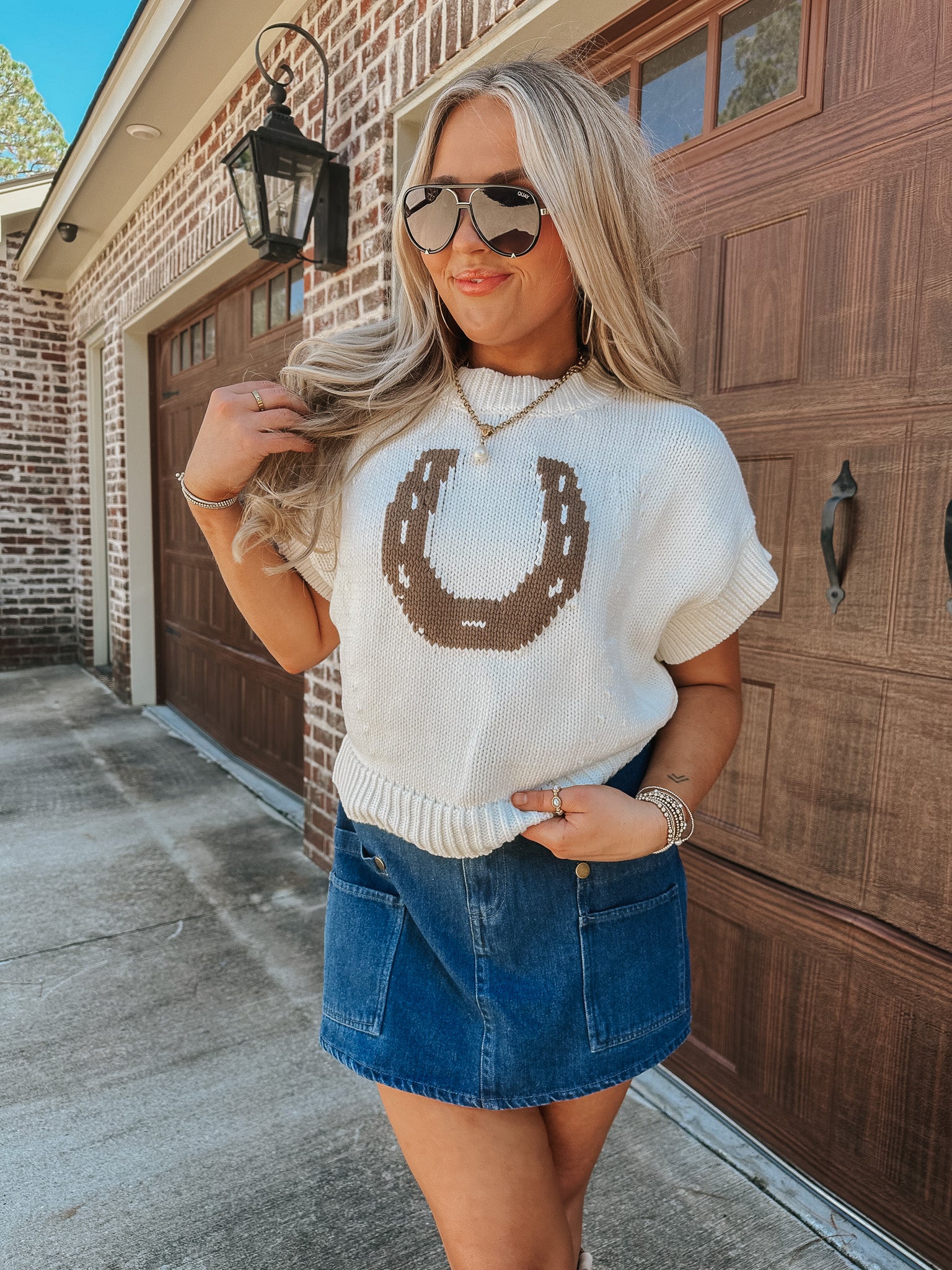 Saddle & Stitch Cream Sweater Top