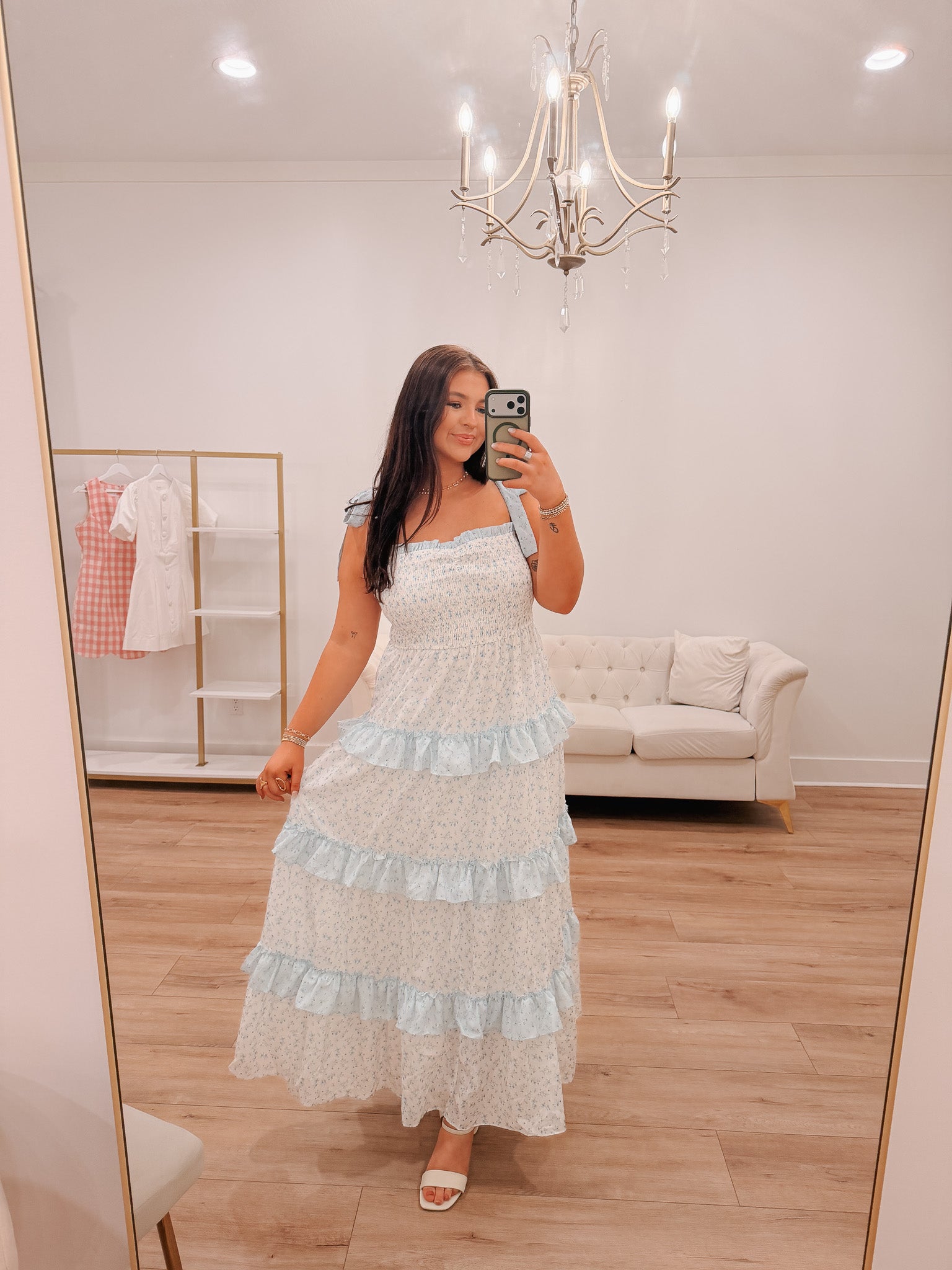 Ditsy Smocked Midi Dress