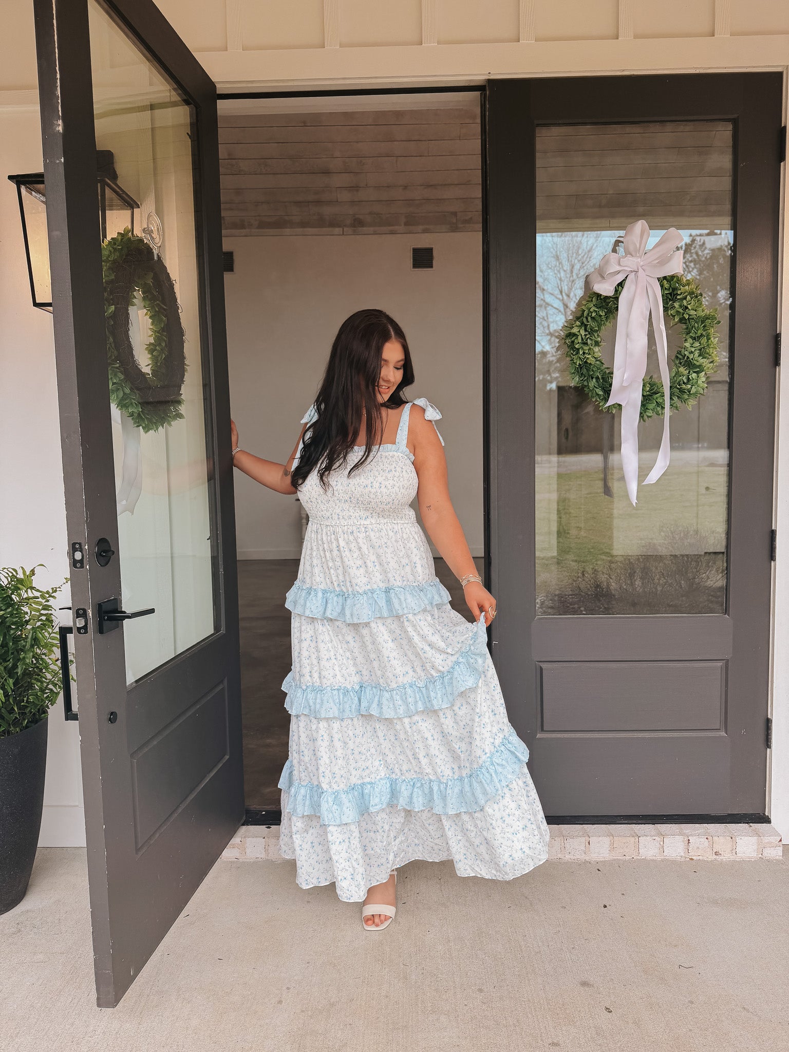 Ditsy Smocked Midi Dress