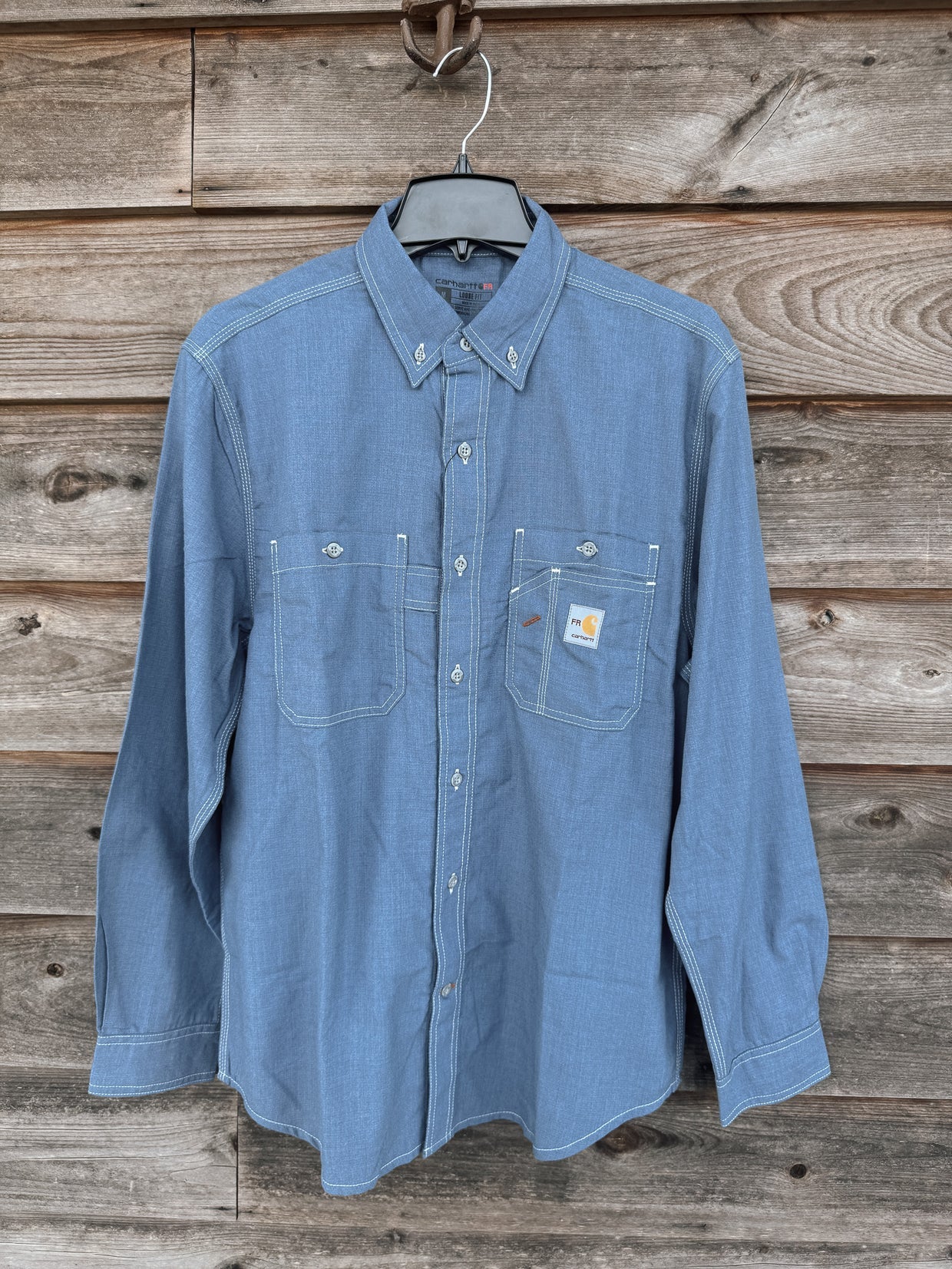 Men's Carhartt FR Force Loose Fit Lightweight Shirt in Steel Blue