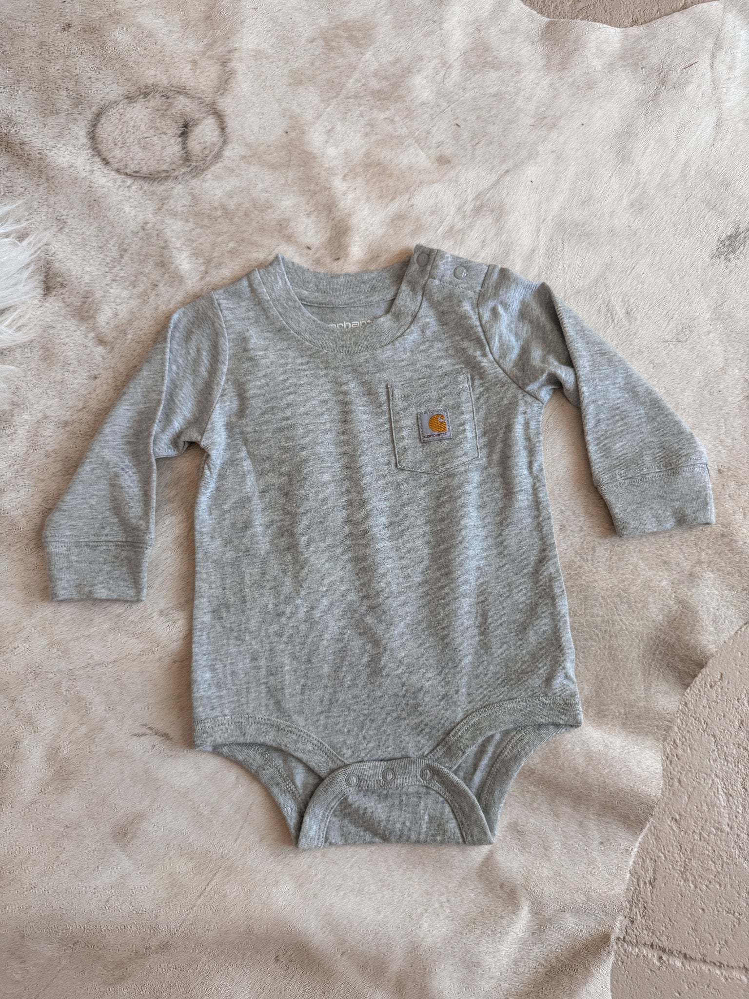 Carhartt Infant Long Sleeve Bodysuit in Light Grey
