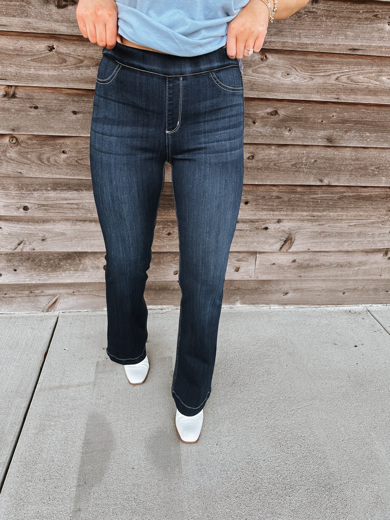 The Indie Comfort Pull On Flare Jeans
