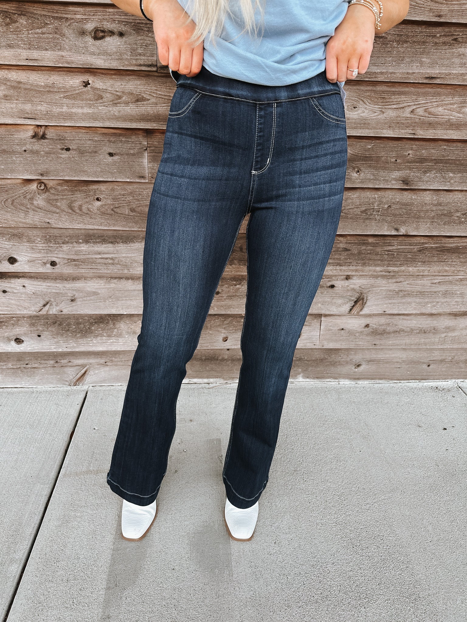 The Indie Comfort Pull On Flare Jeans
