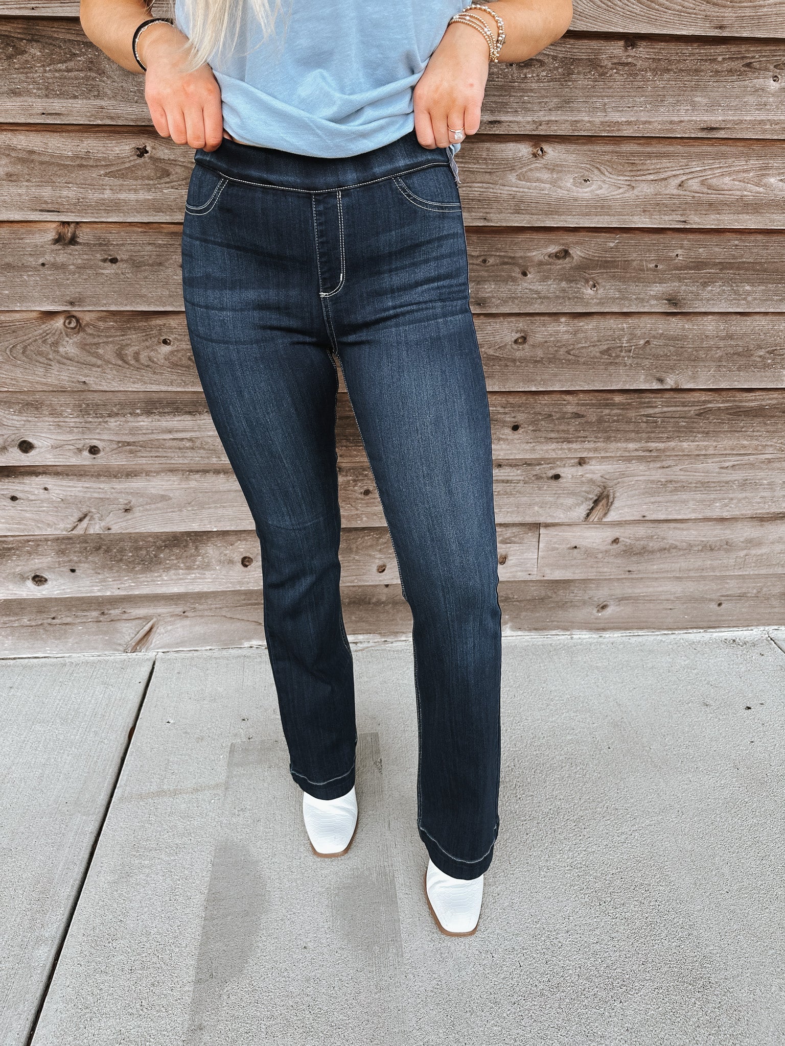 The Indie Comfort Pull On Flare Jeans