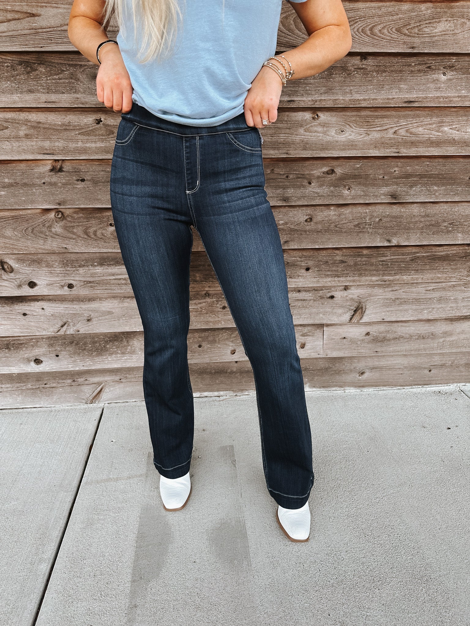 The Indie Comfort Pull On Flare Jeans