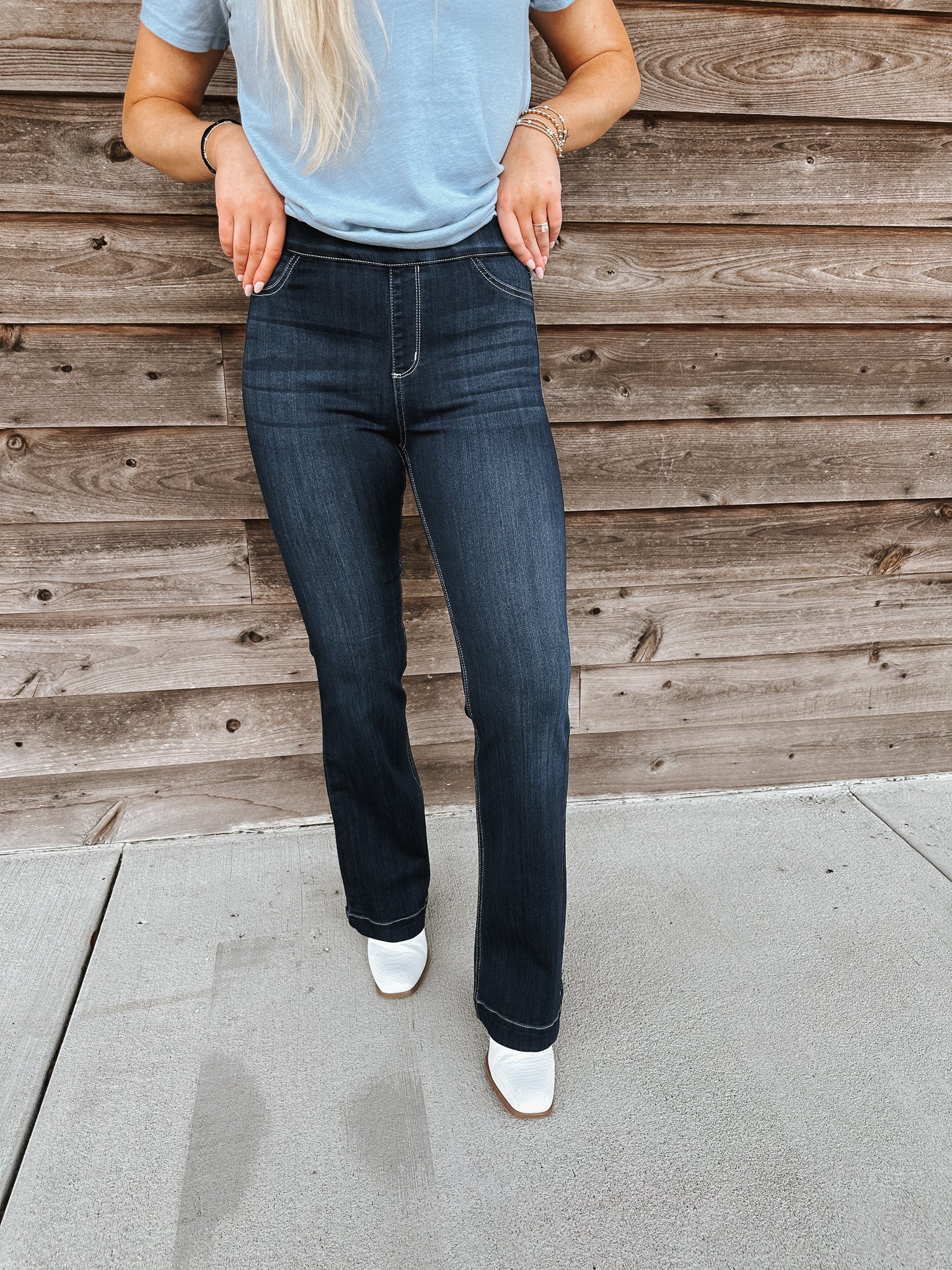 The Indie Comfort Pull On Flare Jeans