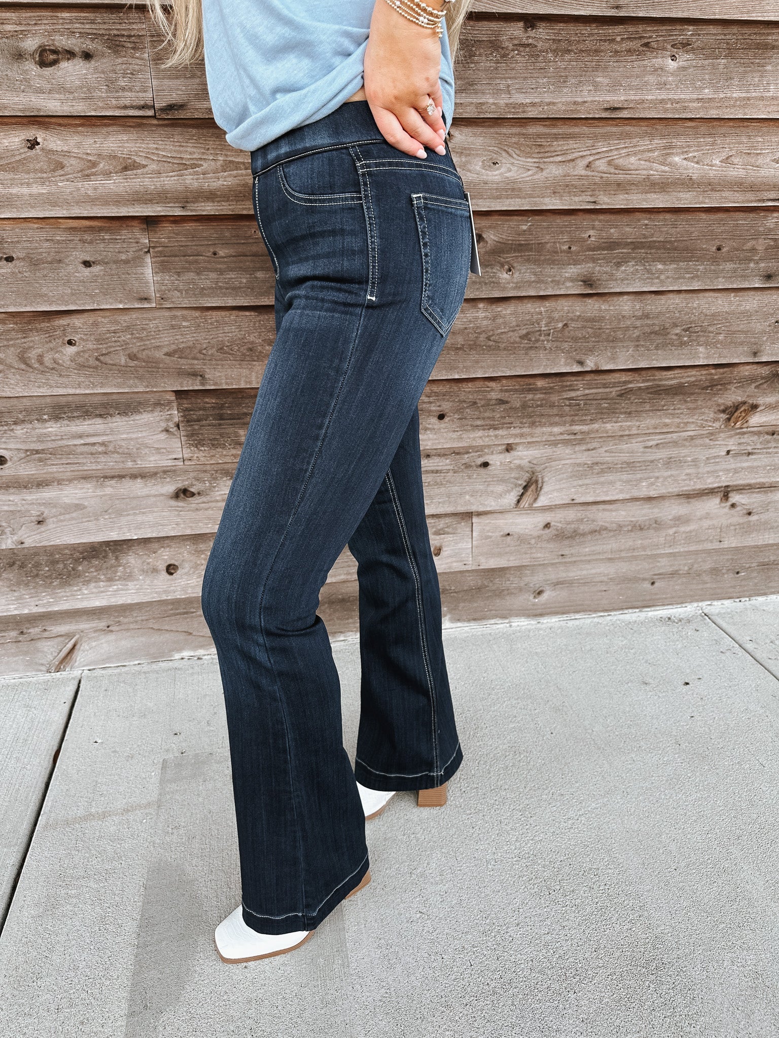 The Indie Comfort Pull On Flare Jeans