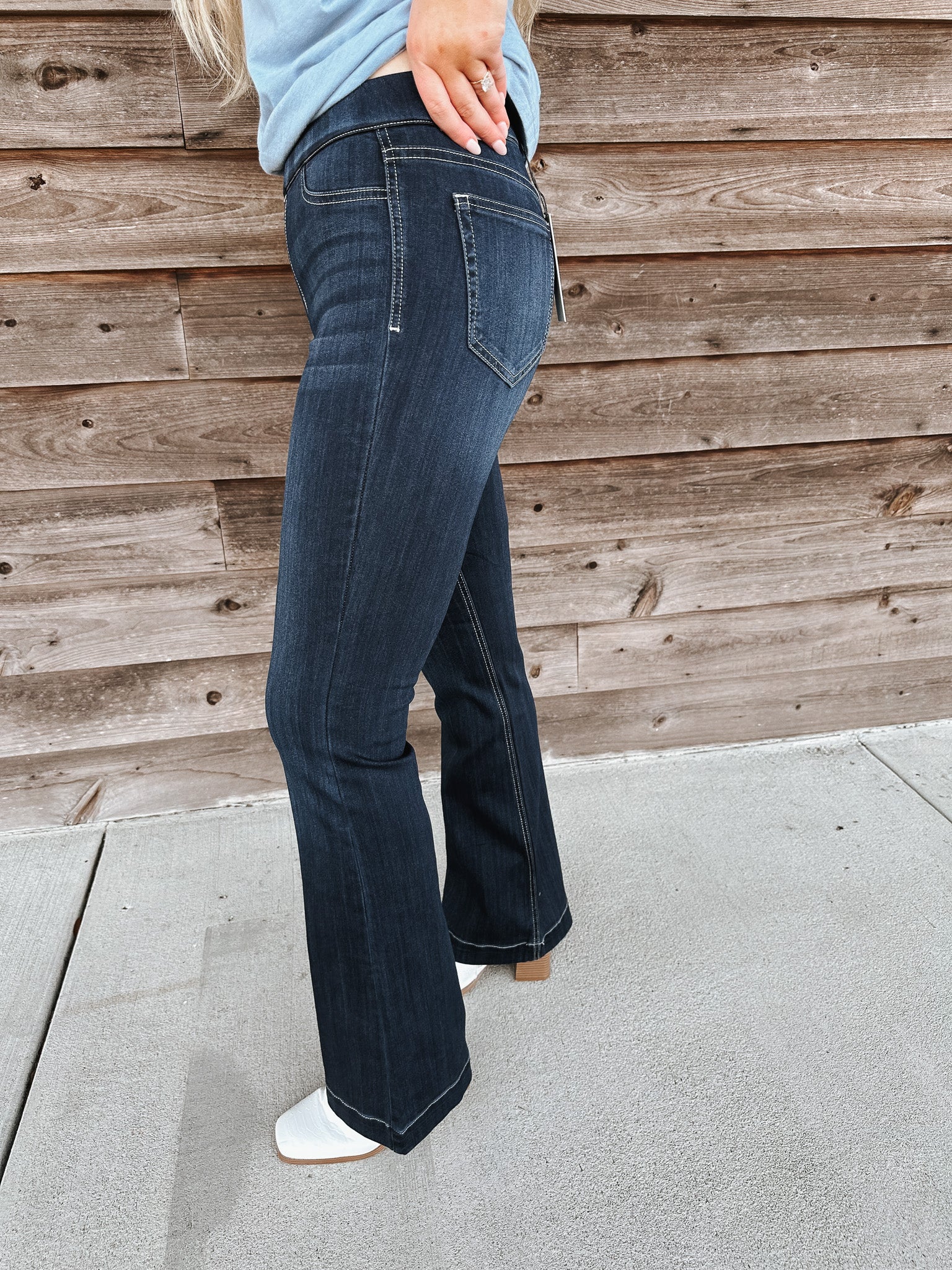 The Indie Comfort Pull On Flare Jeans