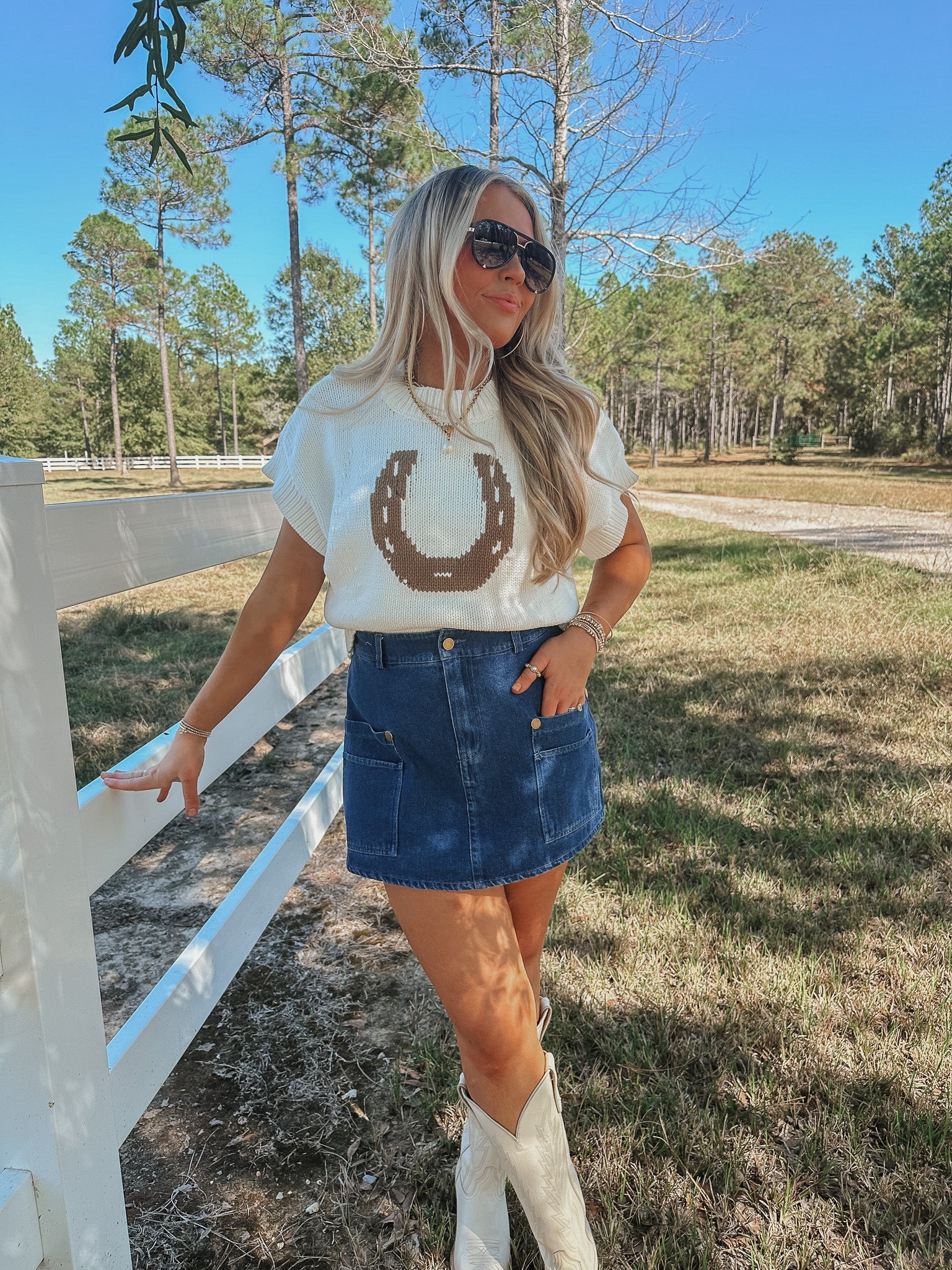 Saddle & Stitch Cream Sweater Top