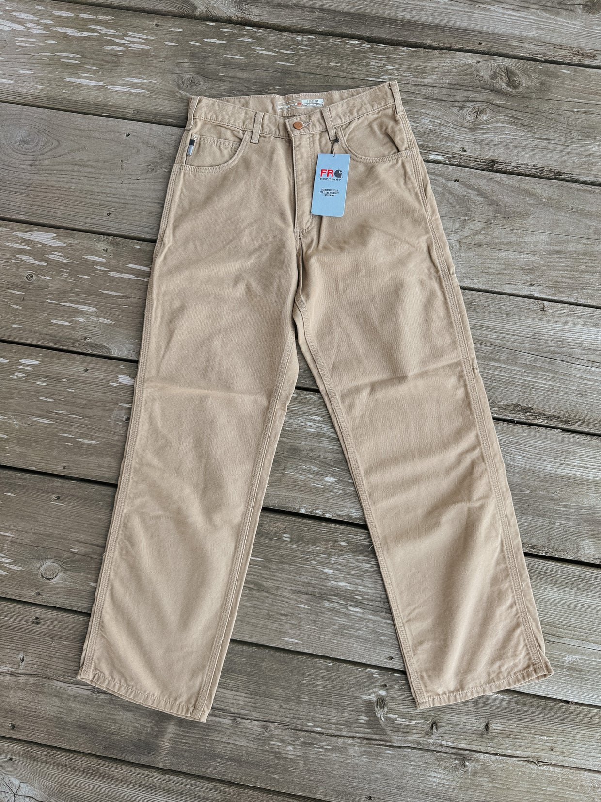 Men's Carhartt FR Midweight Canvas Loose Fit Pants in Golden Khaki