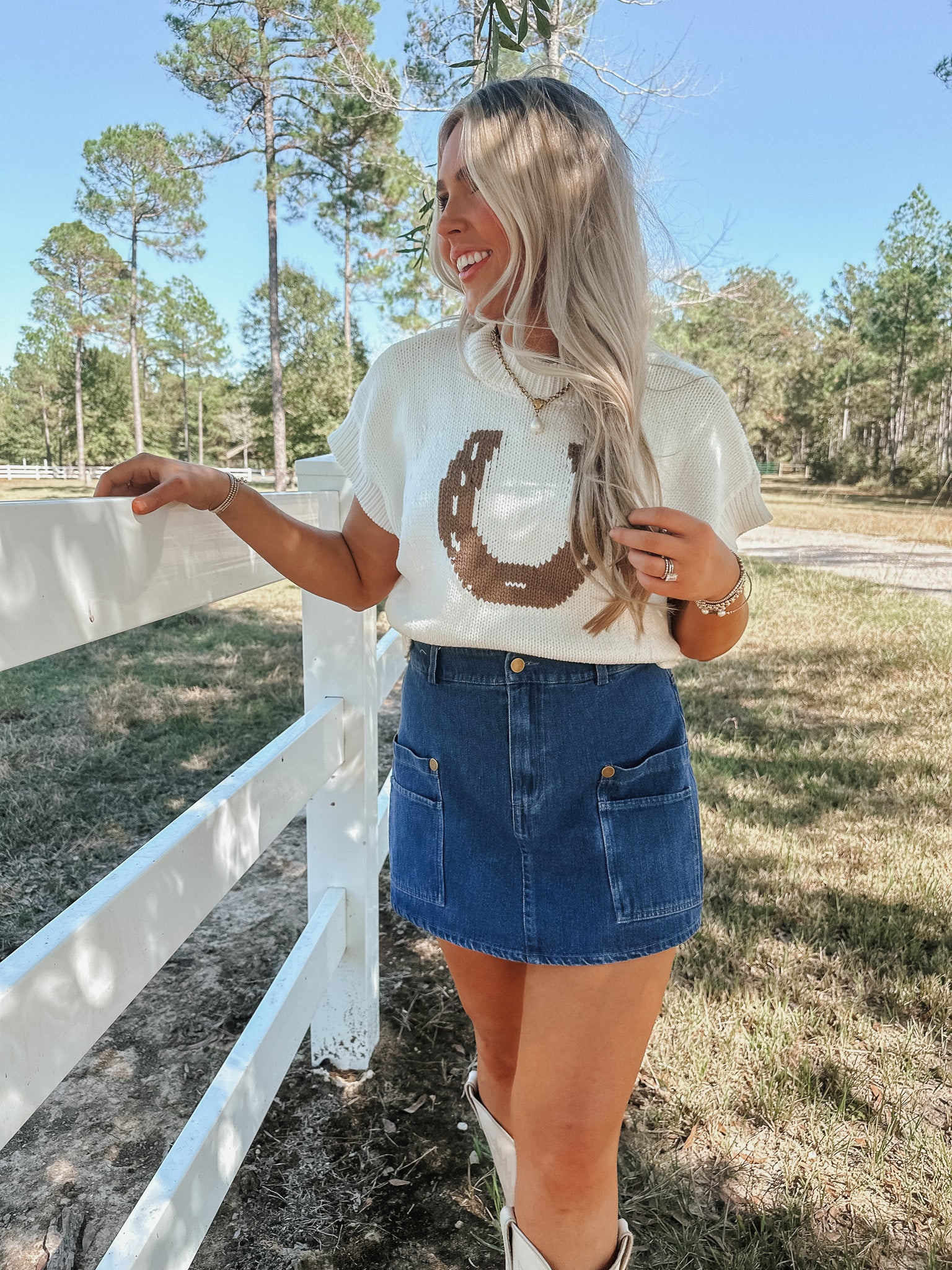 Saddle & Stitch Cream Sweater Top