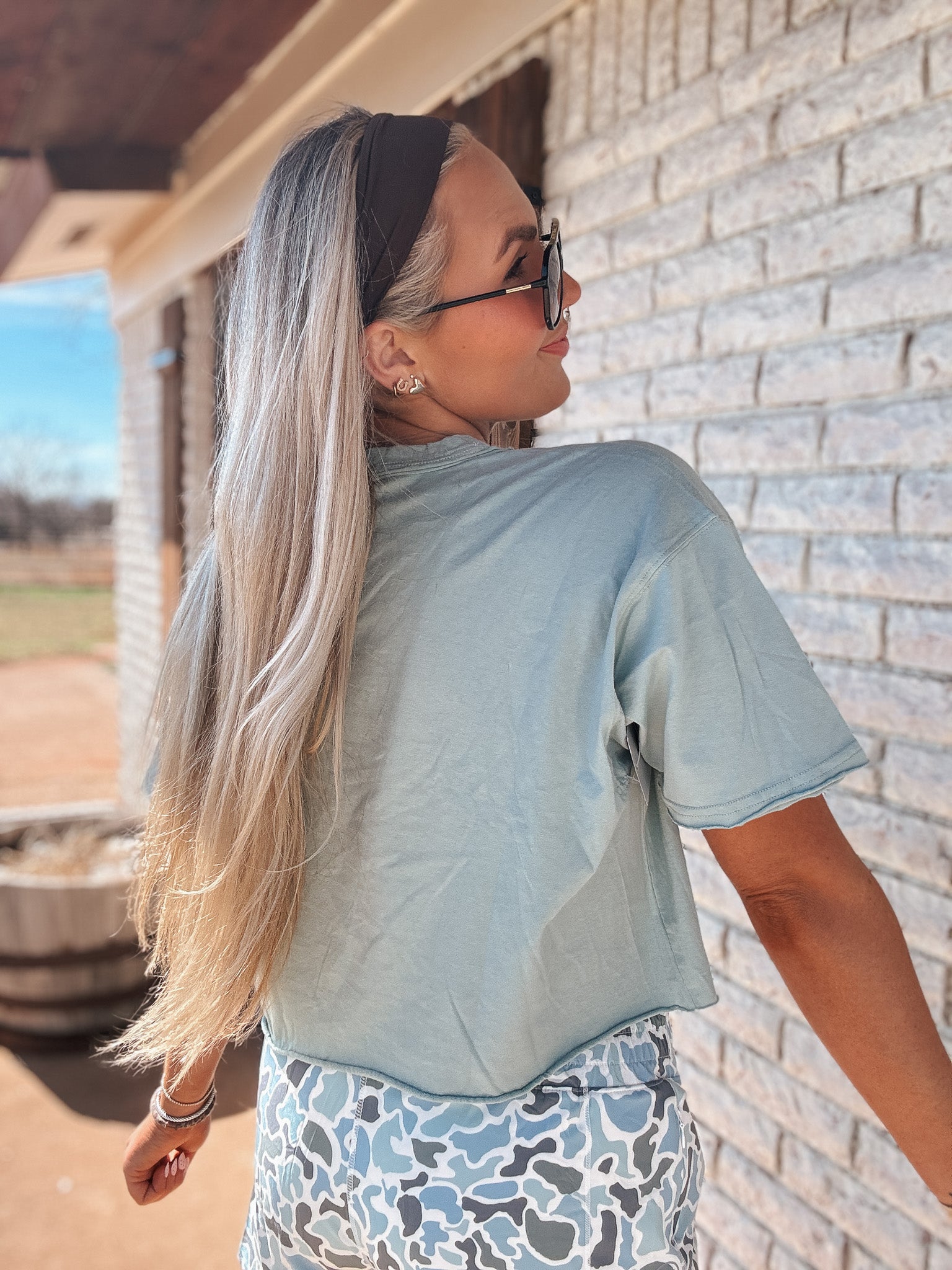 Local Girl Outfitters Boxy Cropped T-Shirt in Jade