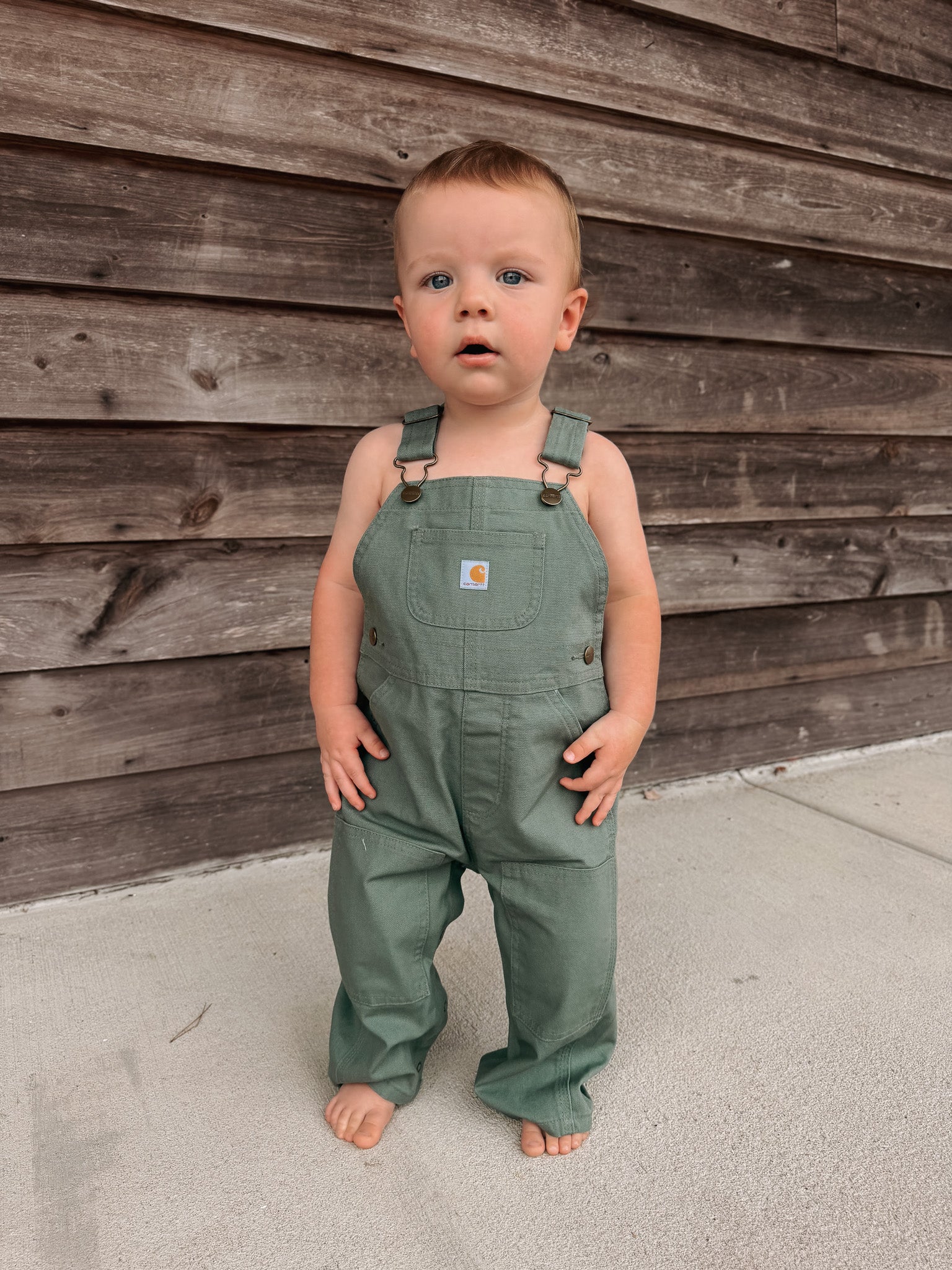 Carhartt Infant & Toddler Loose Fit Canvas Bib Overalls in Sage