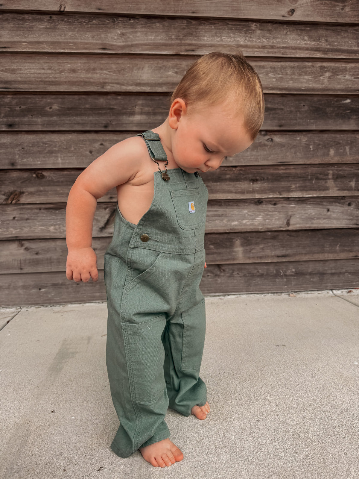 Carhartt Infant & Toddler Loose Fit Canvas Bib Overalls in Sage