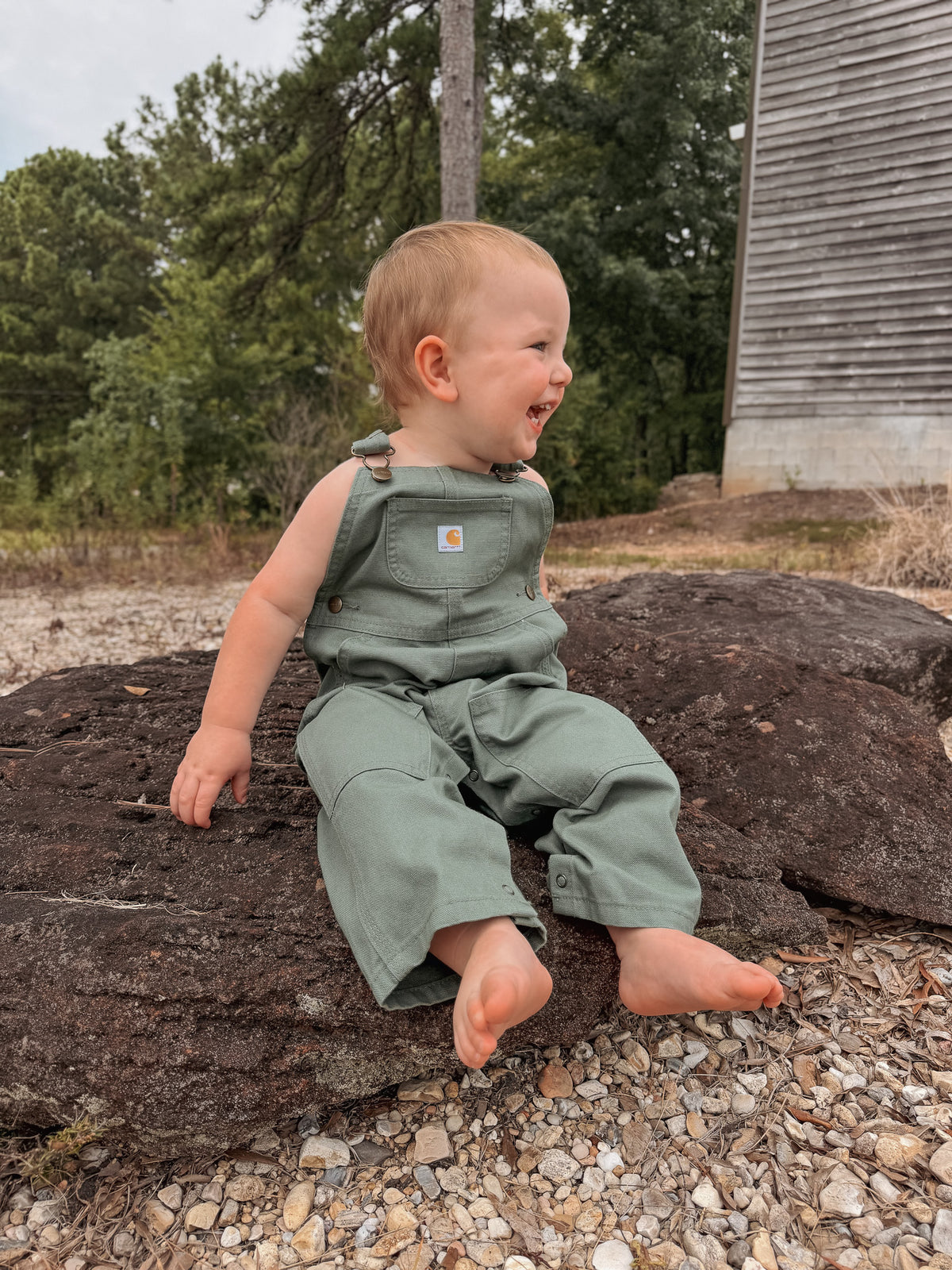 Carhartt Infant & Toddler Loose Fit Canvas Bib Overalls in Sage
