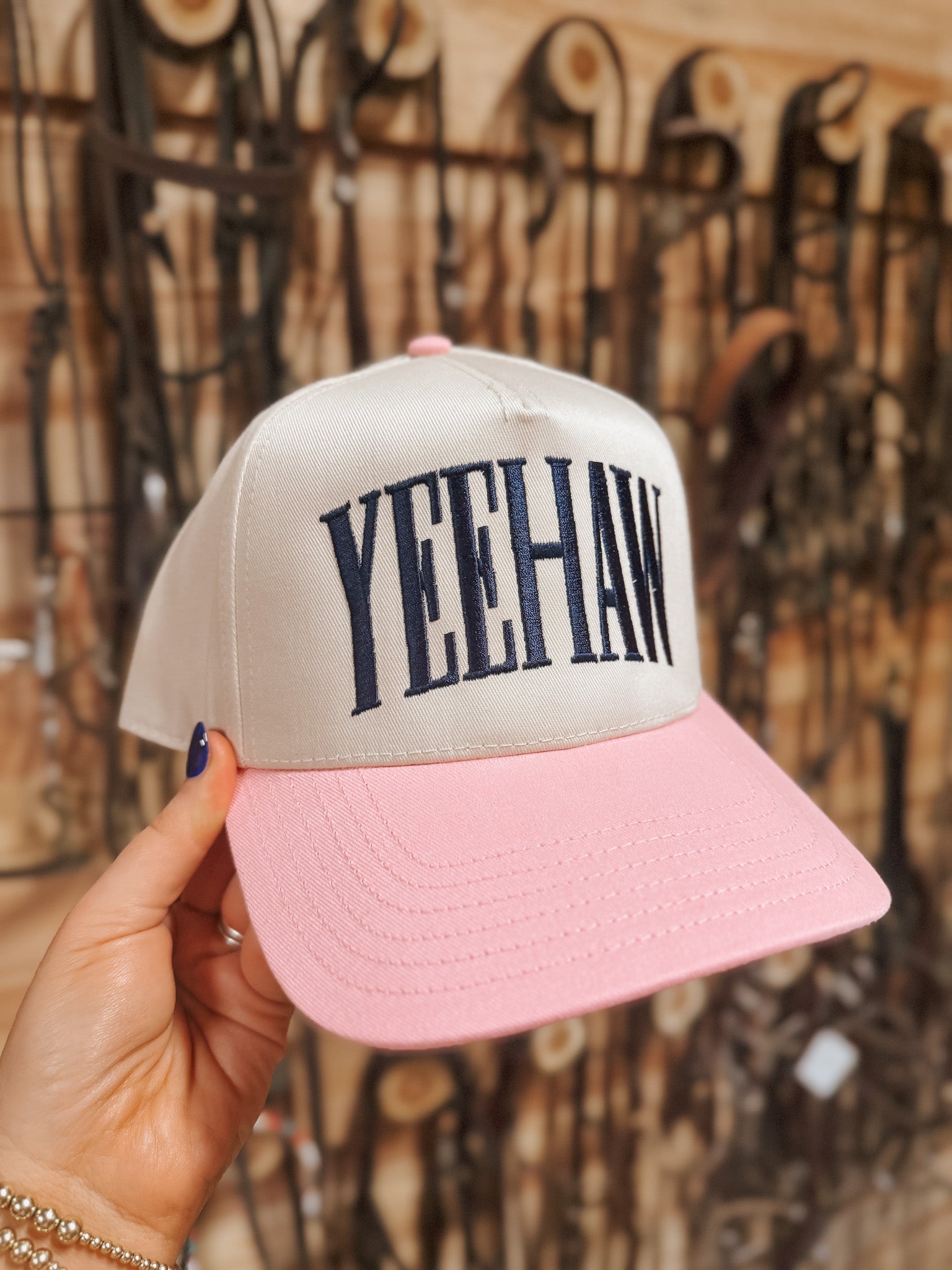 YEEHAW Pink & Cream Trucker Hat
