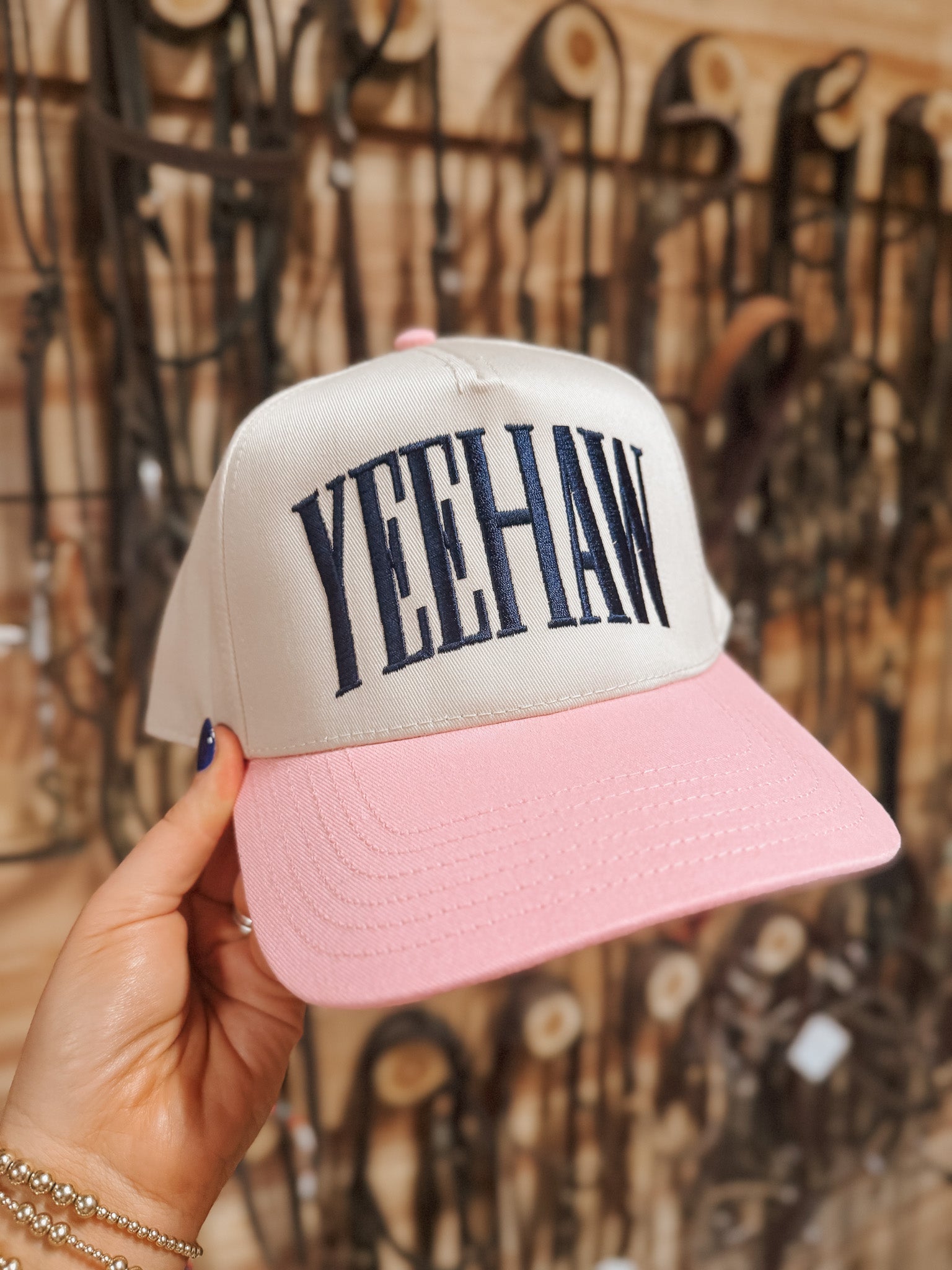 YEEHAW Pink & Cream Trucker Hat