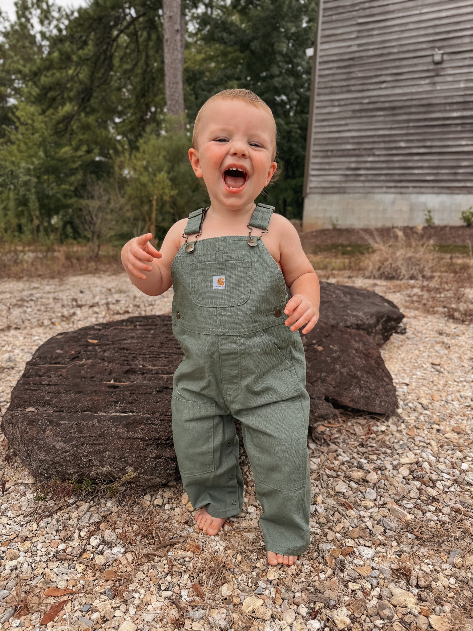 Carhartt Infant & Toddler Loose Fit Canvas Bib Overalls in Sage