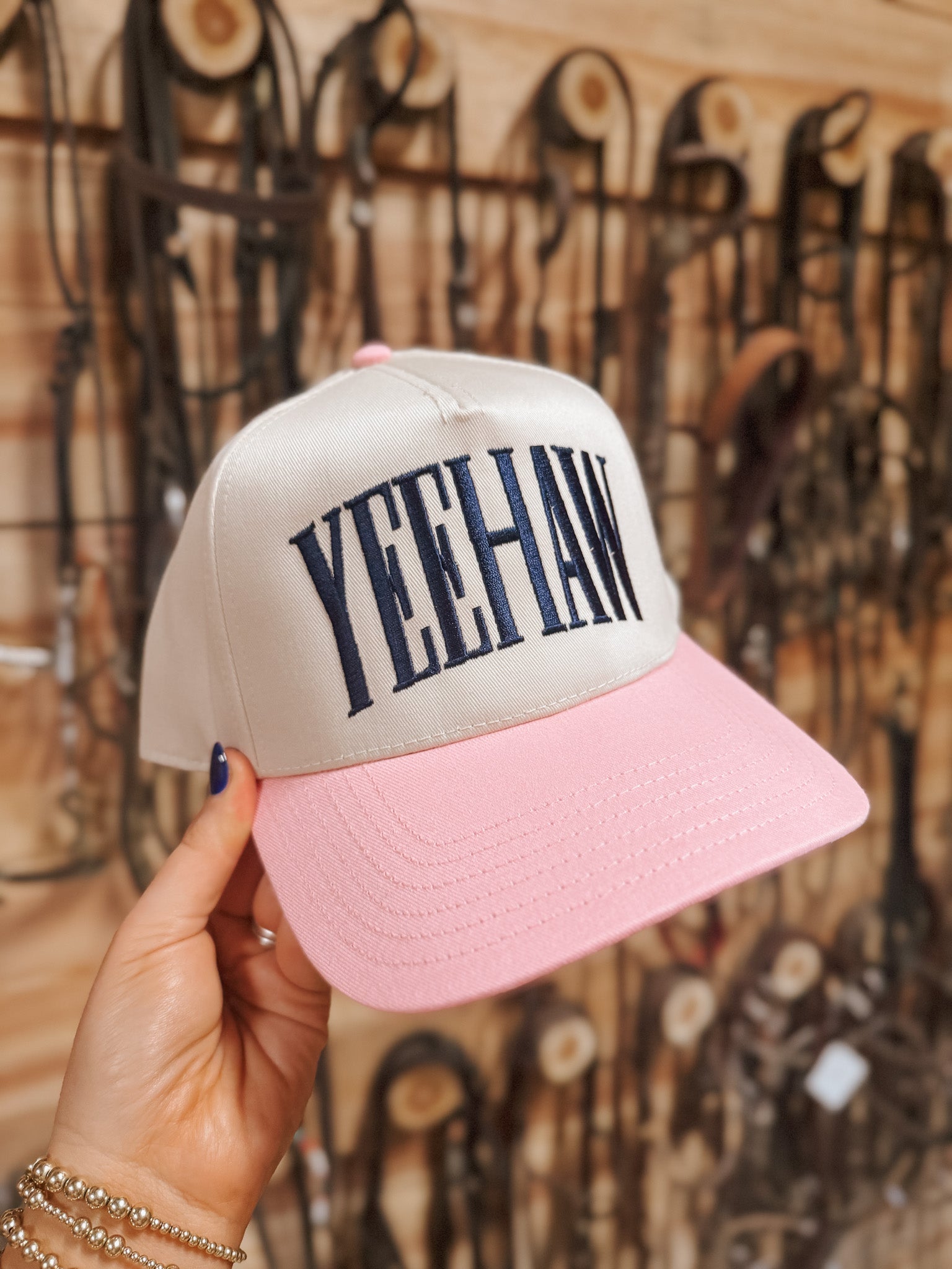 YEEHAW Pink & Cream Trucker Hat