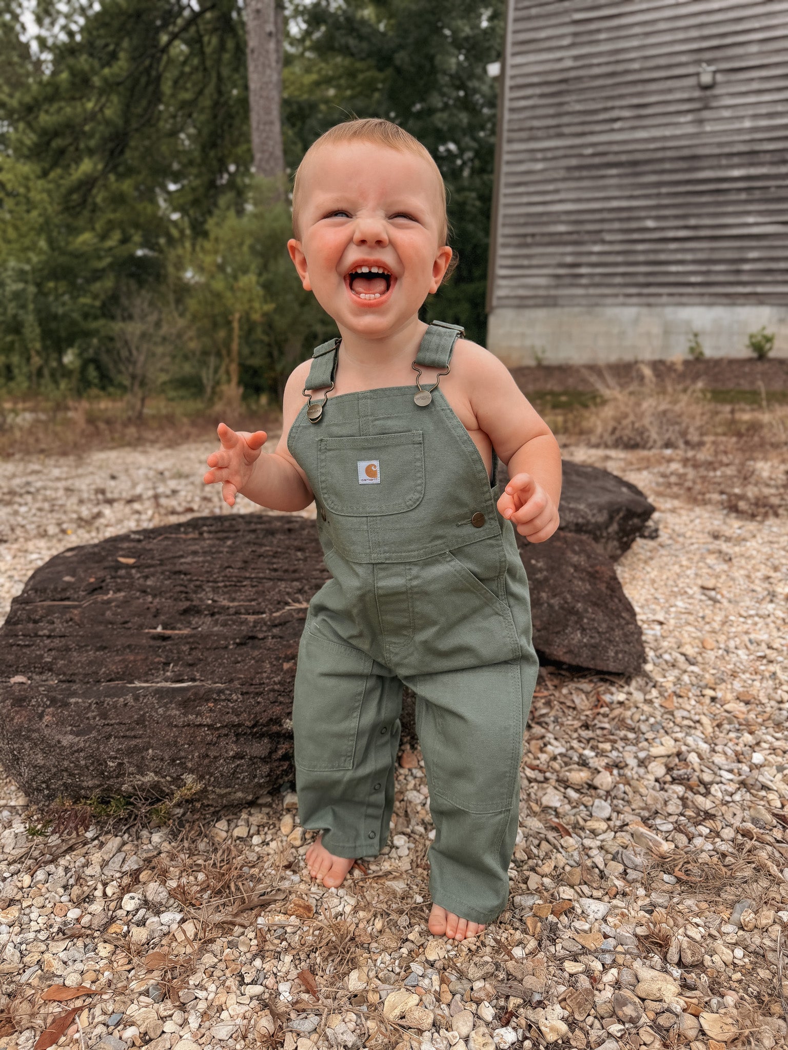 Carhartt Infant & Toddler Loose Fit Canvas Bib Overalls in Sage