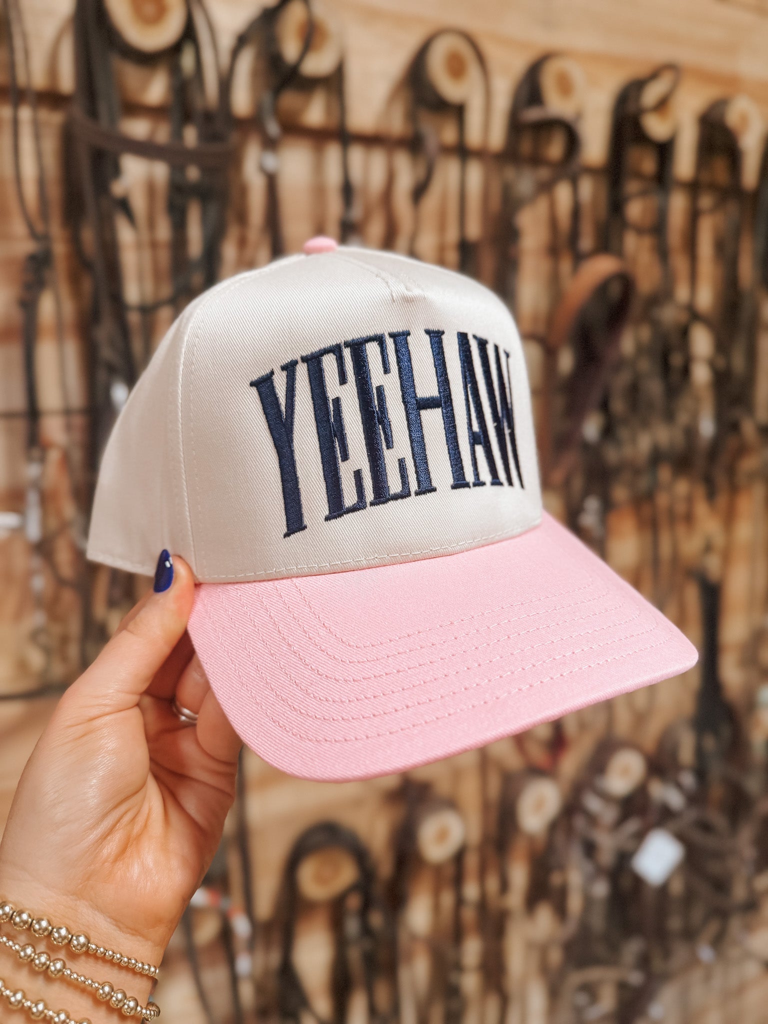 YEEHAW Pink & Cream Trucker Hat