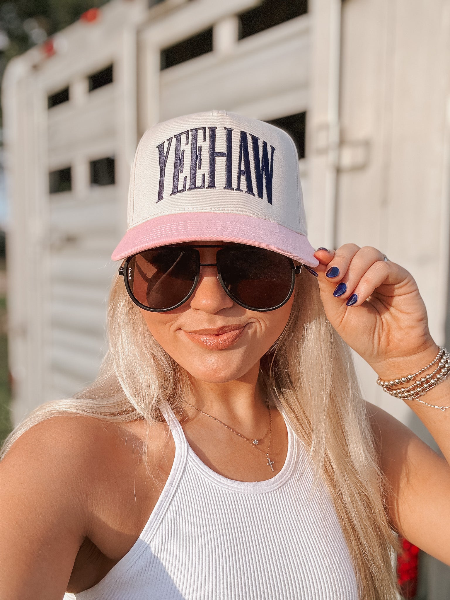 YEEHAW Pink & Cream Trucker Hat