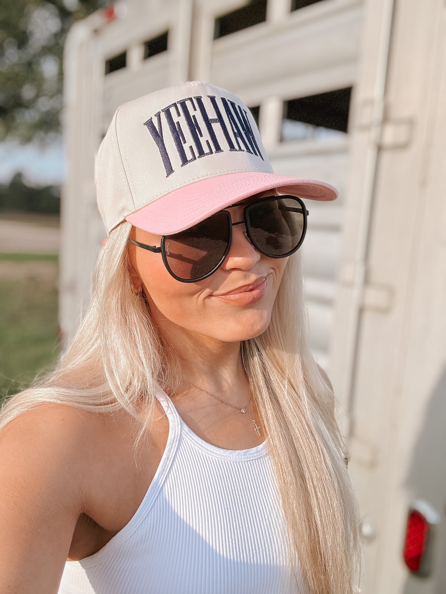 YEEHAW Pink & Cream Trucker Hat
