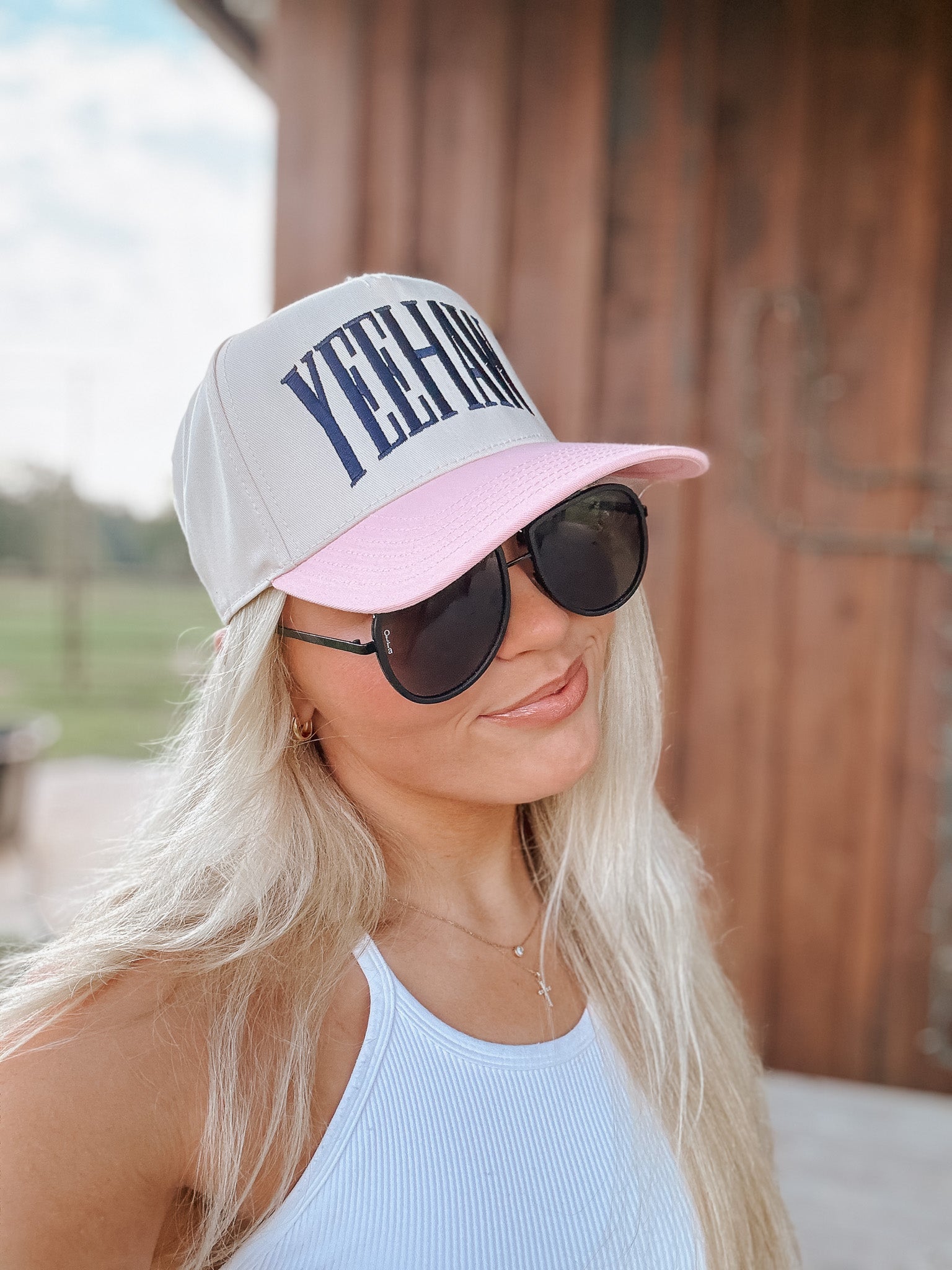 YEEHAW Pink & Cream Trucker Hat