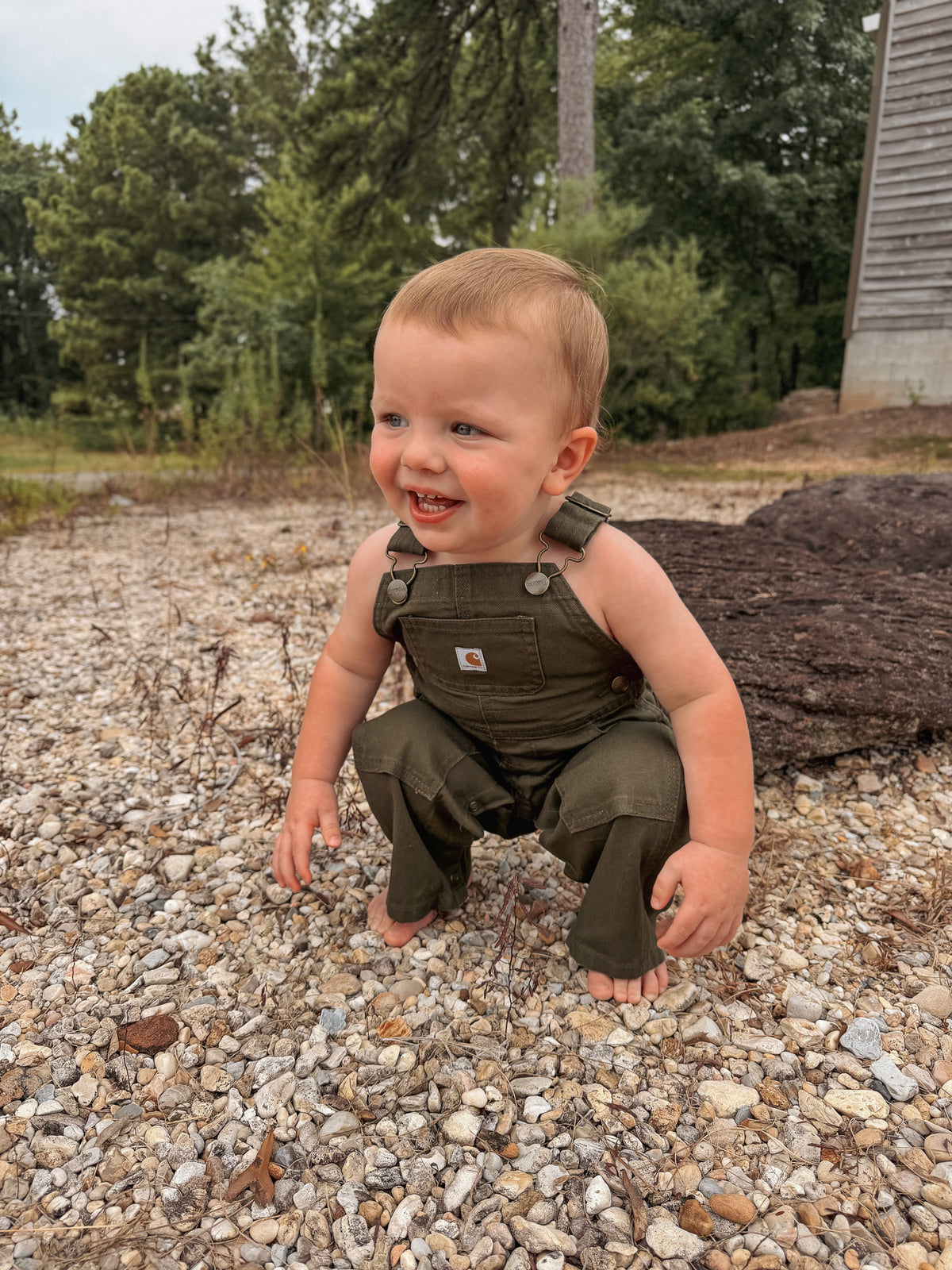 Carhartt Infant & Toddler Loose Fit Canvas Bib Overalls in Olive