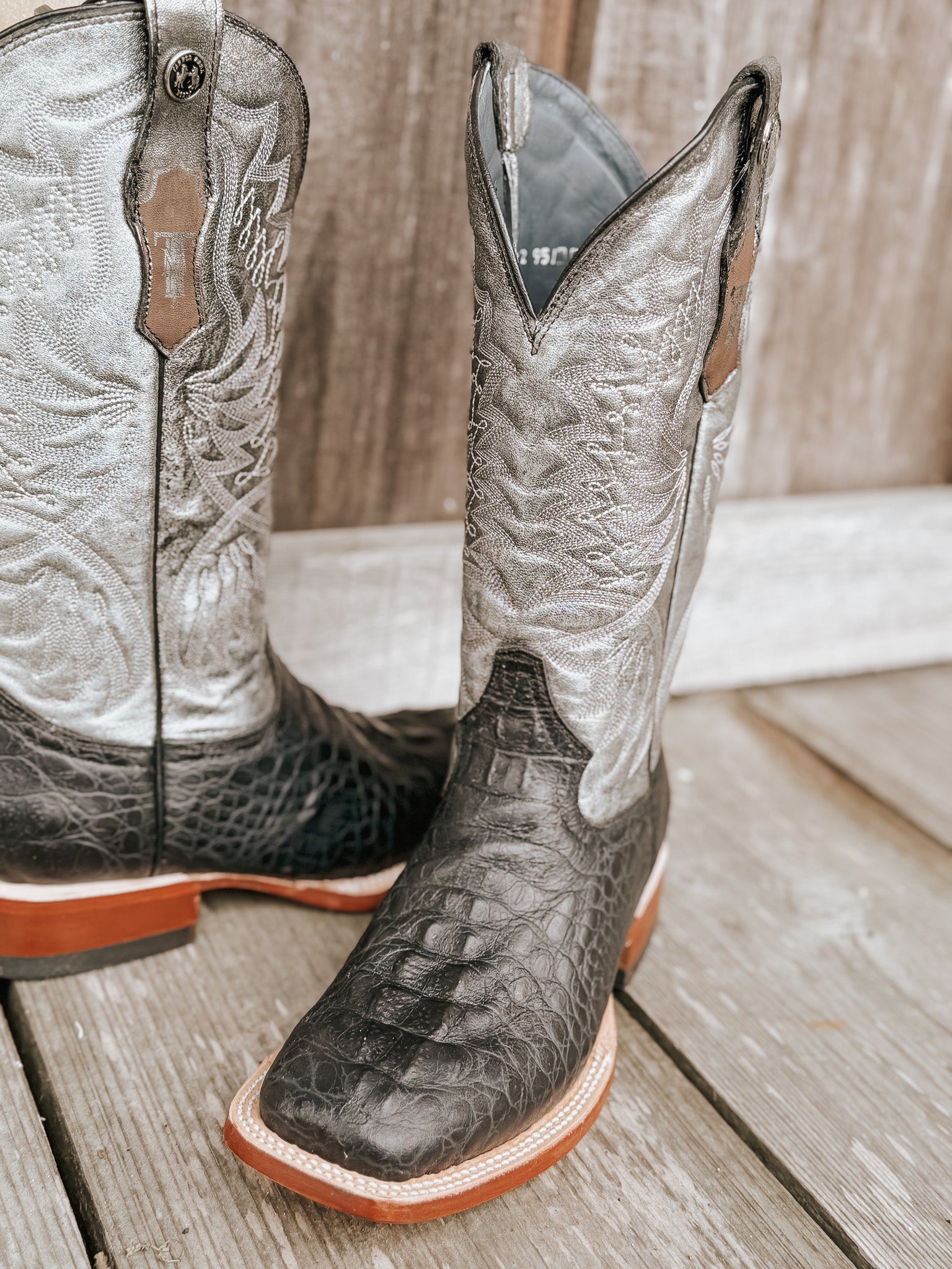 Women's Tanner Mark Amberlyn Hornback Caiman Print Black Boots