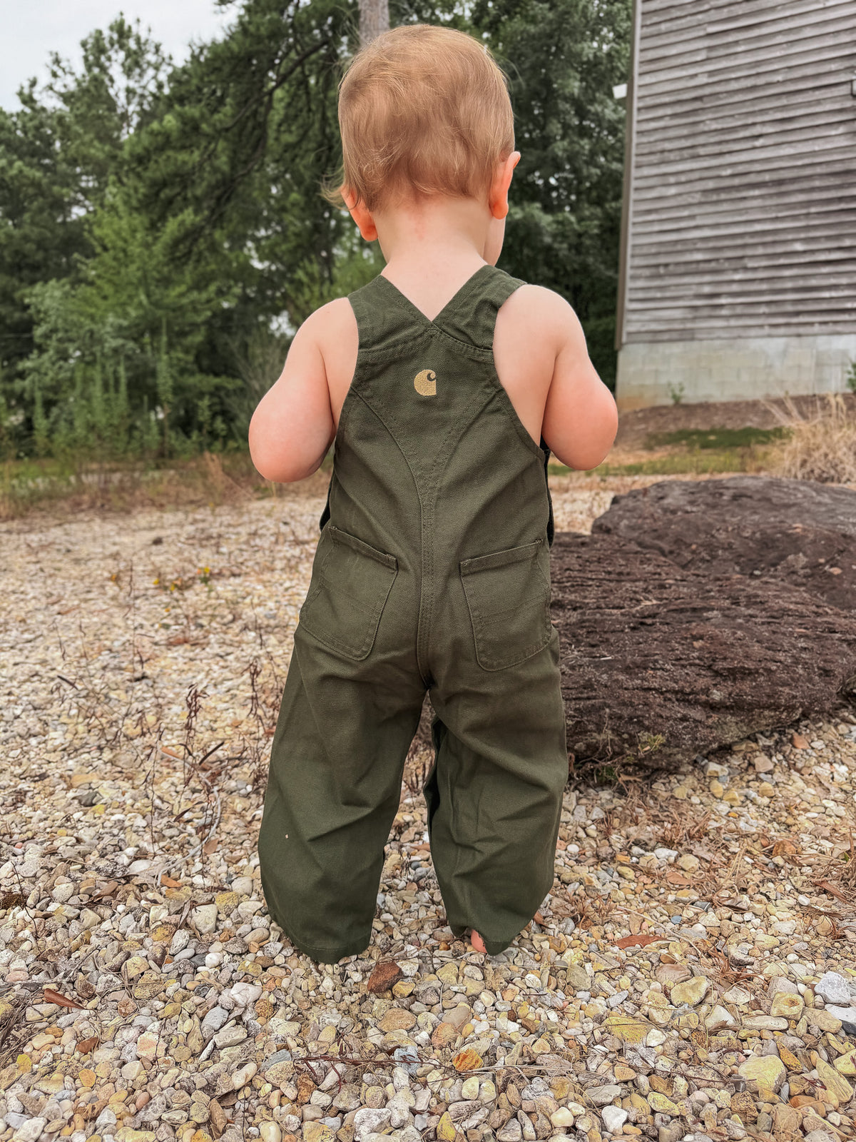 Carhartt Infant & Toddler Loose Fit Canvas Bib Overalls in Olive