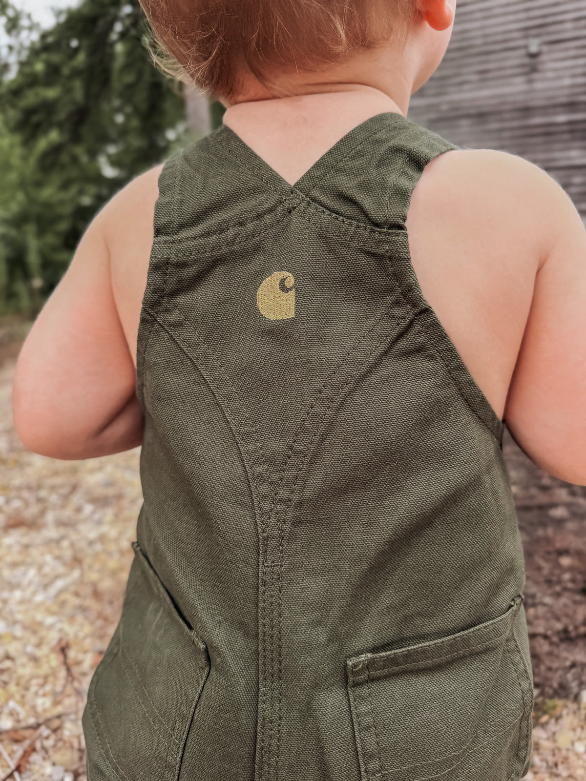 Carhartt Infant & Toddler Loose Fit Canvas Bib Overalls in Olive