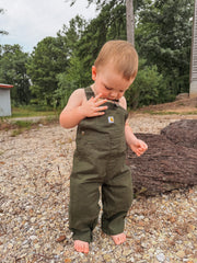 Carhartt Infant & Toddler Loose Fit Canvas Bib Overalls in Olive
