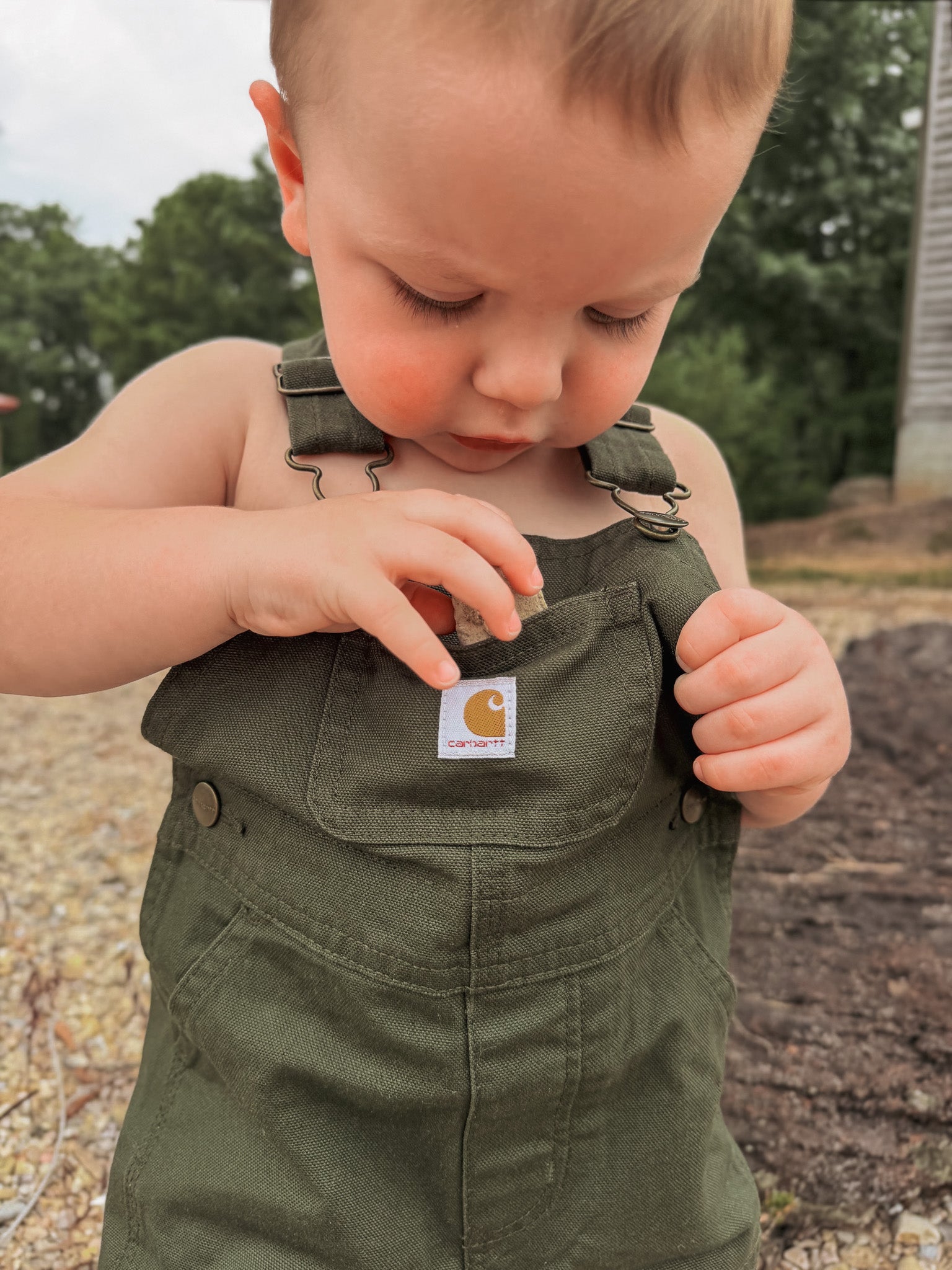 Carhartt Infant & Toddler Loose Fit Canvas Bib Overalls in Olive