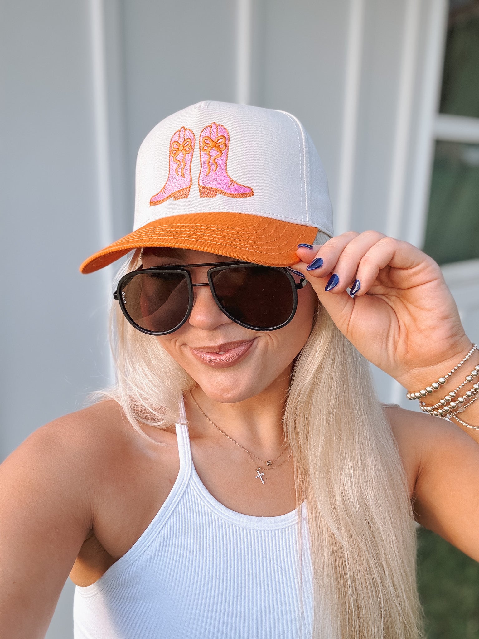 Pink Boots Orange & Cream Trucker Hat