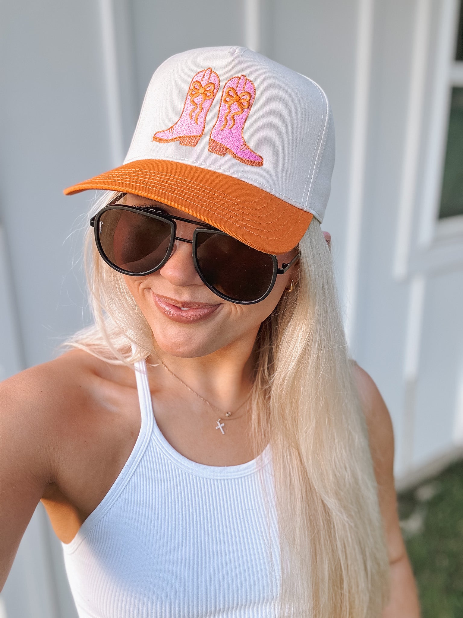 Pink Boots Orange & Cream Trucker Hat