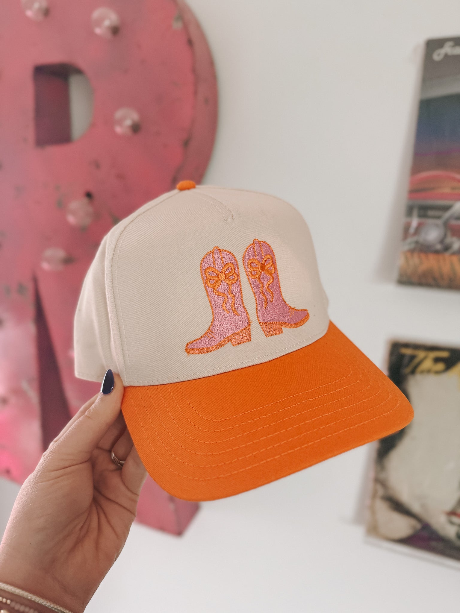 Pink Boots Orange & Cream Trucker Hat