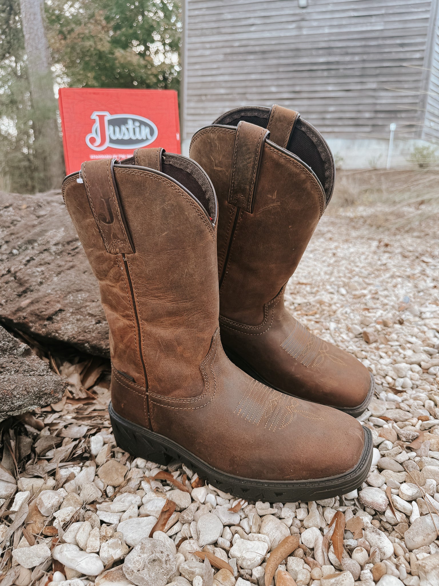 Justin Men's 11" Trencher Square Toe Waterproof Boots