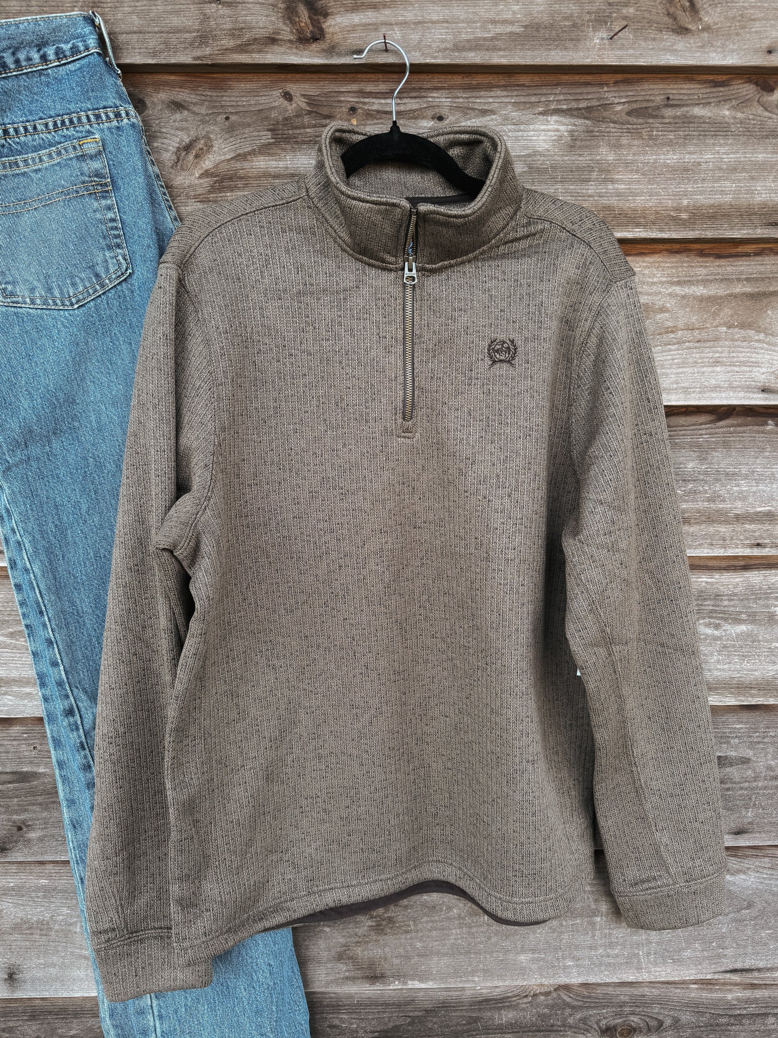Men's Cinch 1/4 Zip Brown Pullover