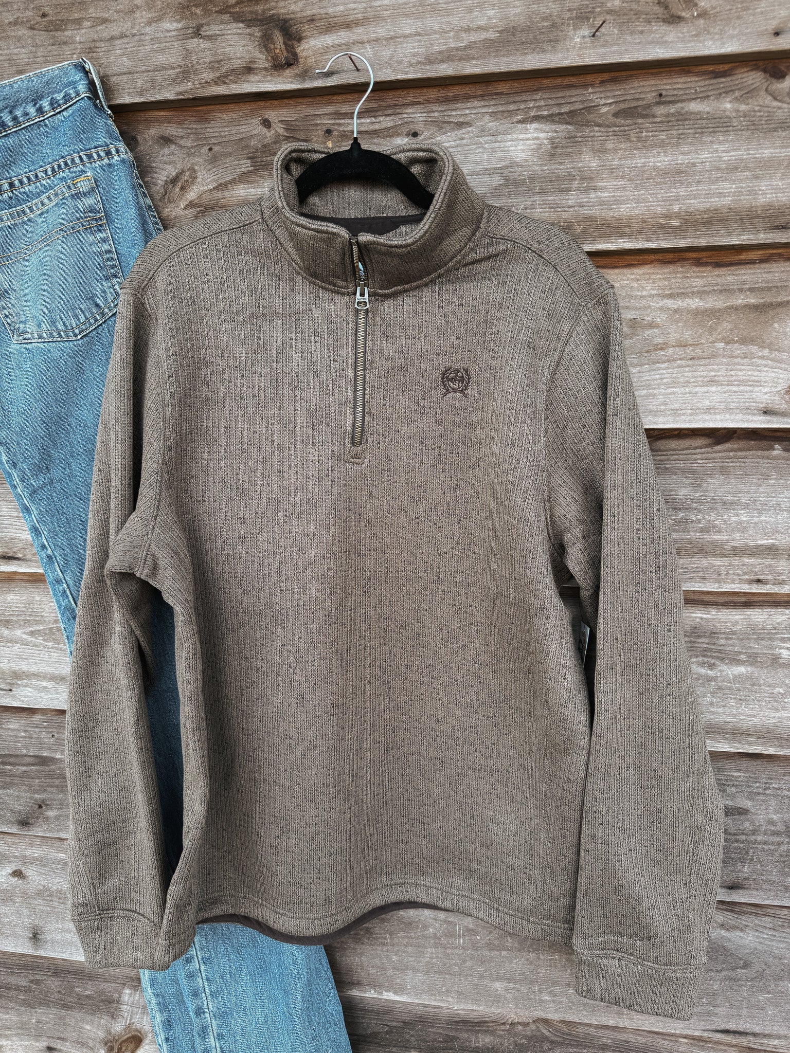 Men's Cinch 1/4 Zip Brown Pullover