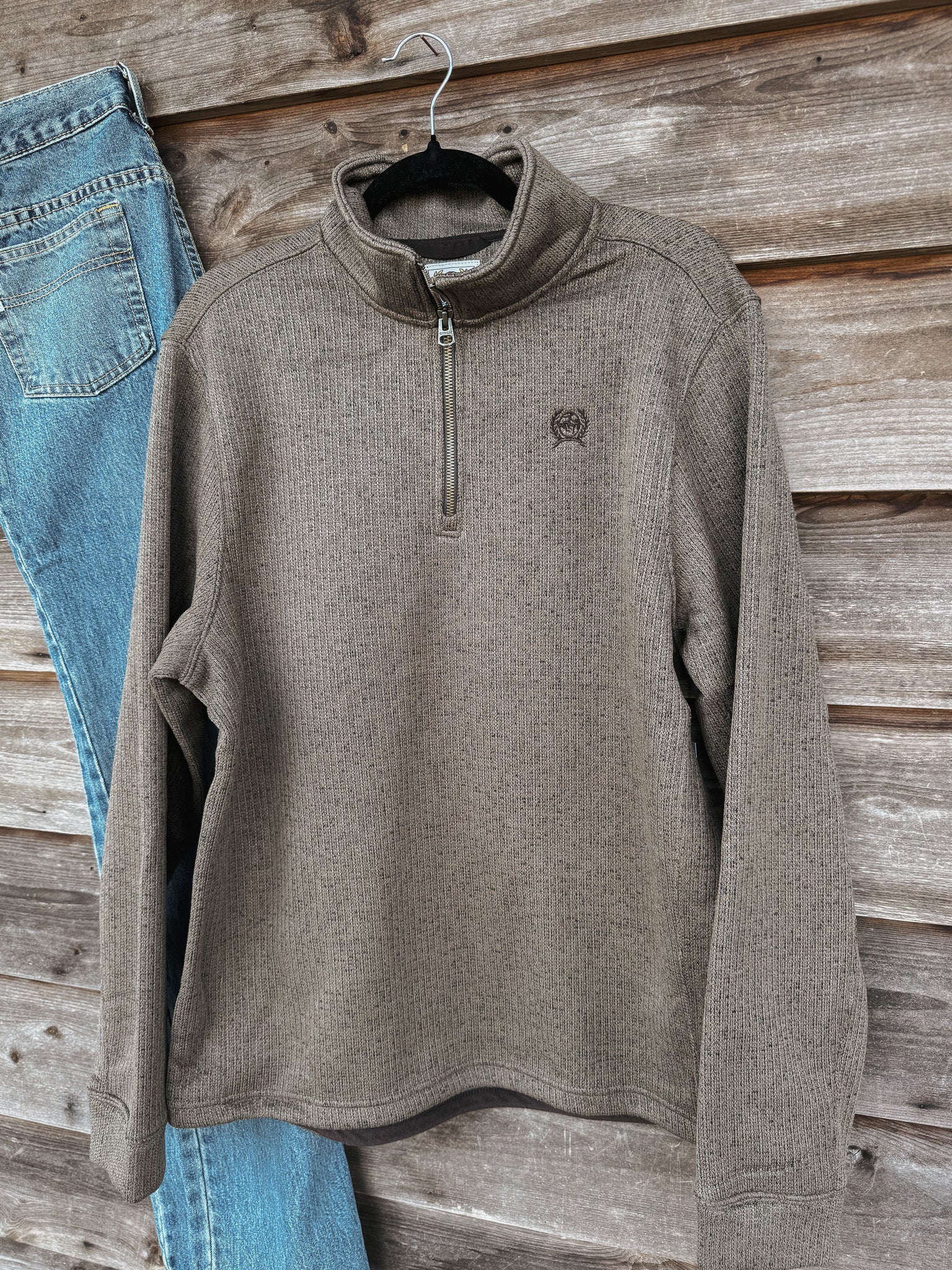 Men's Cinch 1/4 Zip Brown Pullover
