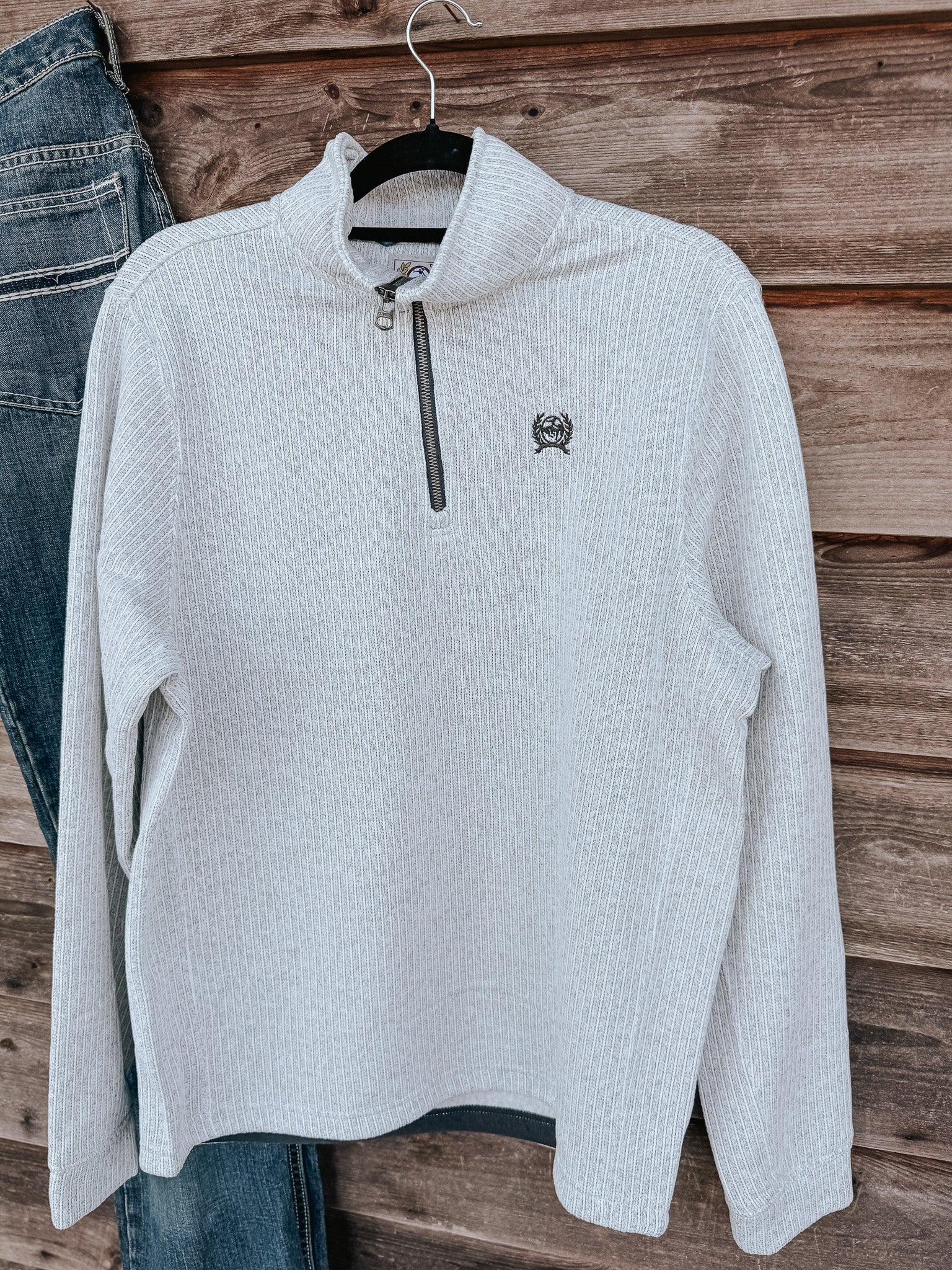 Men's Cinch Ribbed 1/4 Zip Grey Pullover