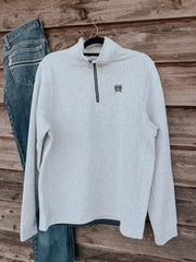 Men's Cinch Ribbed 1/4 Zip Grey Pullover