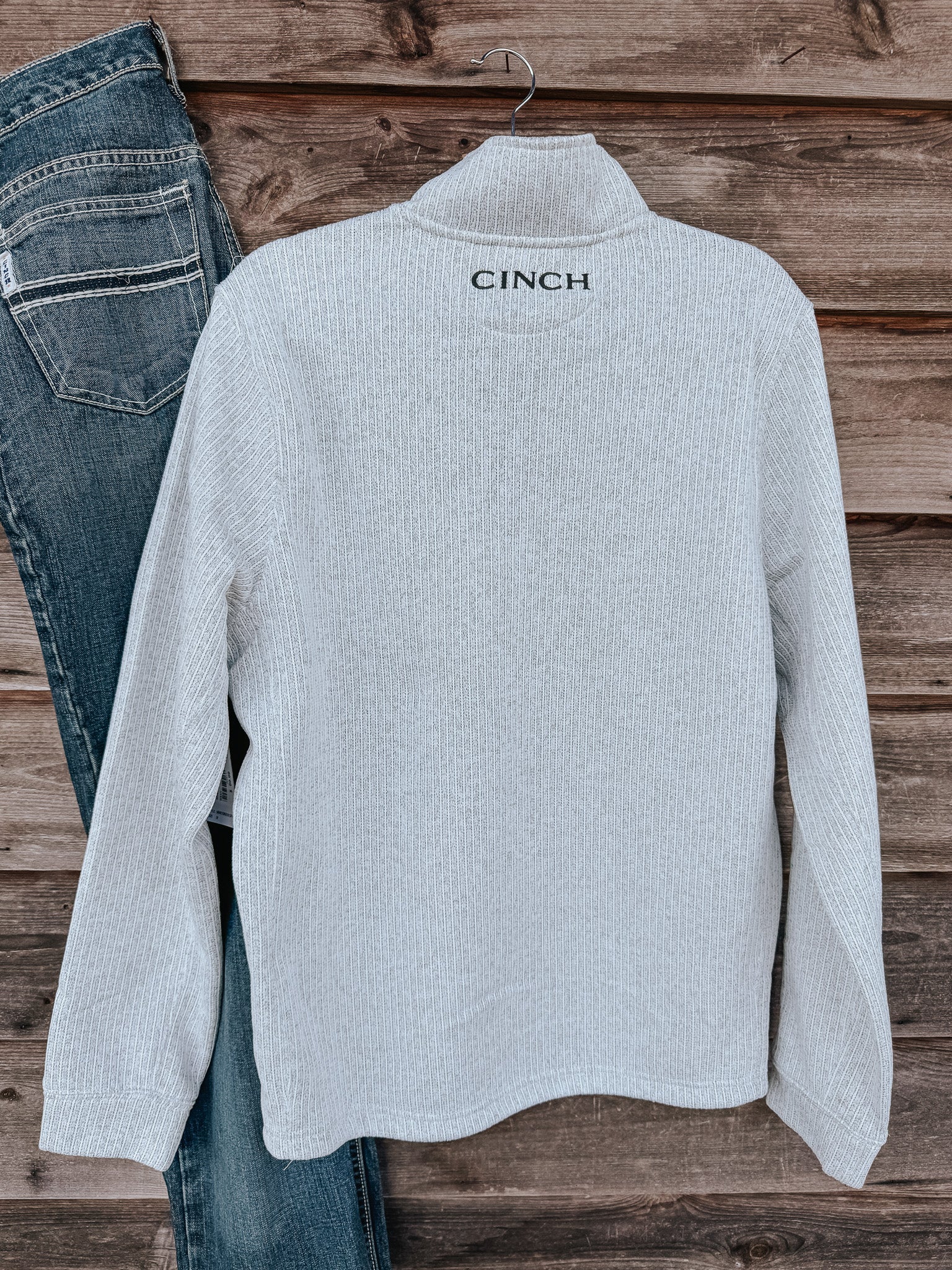 Men's Cinch Ribbed 1/4 Zip Grey Pullover