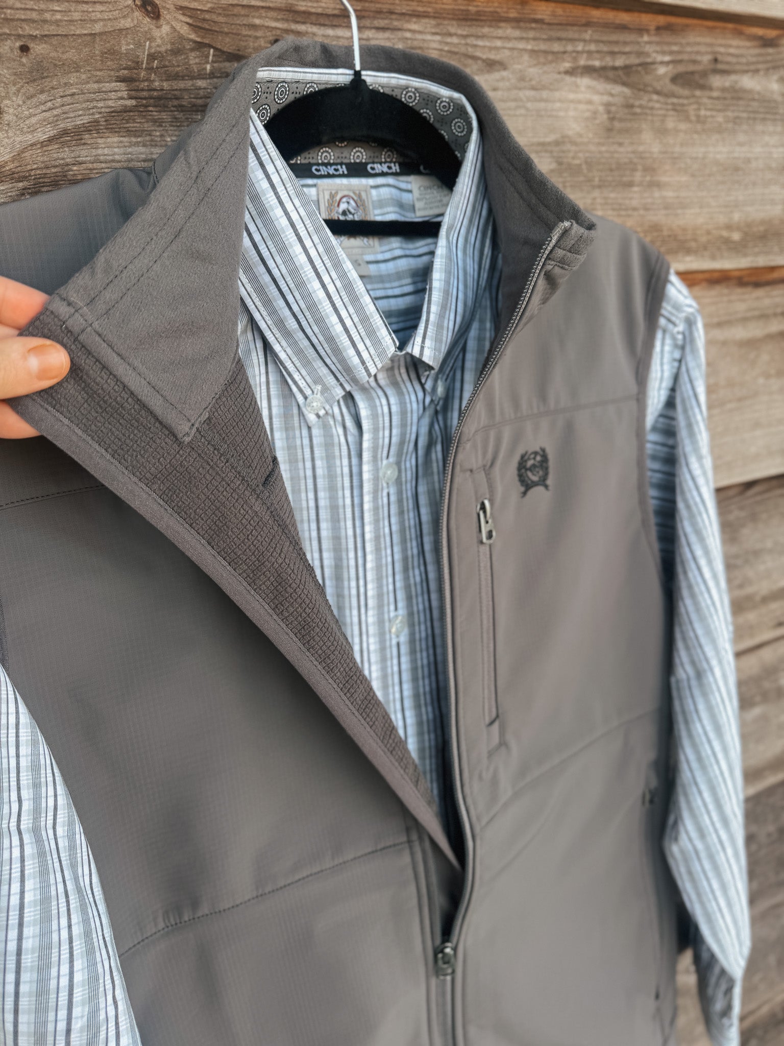 Men's Cinch Gray Windproof Zip Up Vest