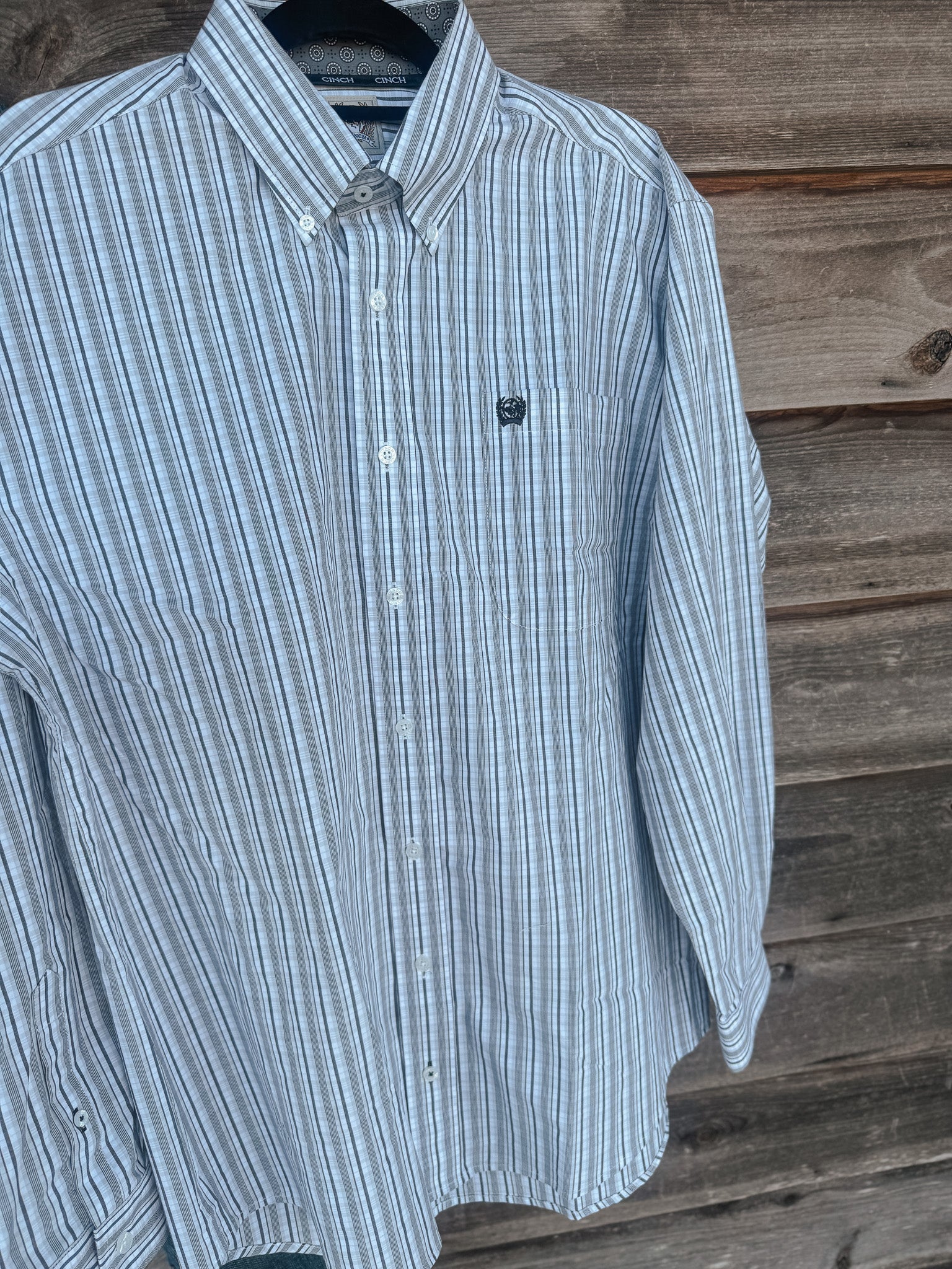Men's Cinch White & Grey Plaid Shirt