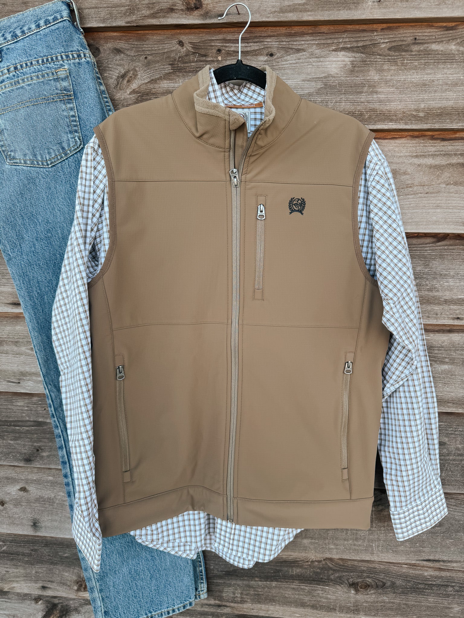 Men's Cinch Ripstop Khaki Vest