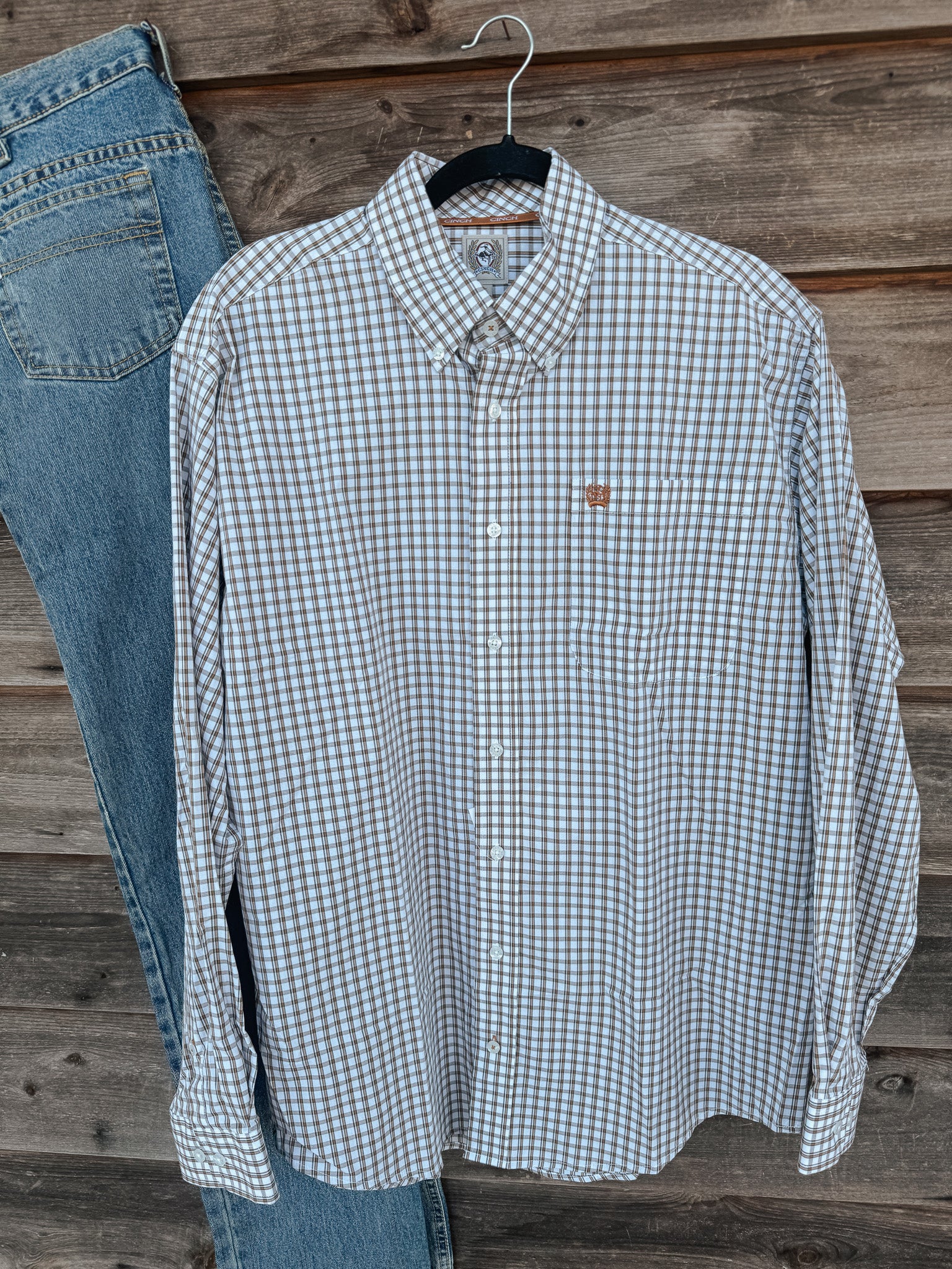 Men's Cinch Plaid Button Up Long Sleeve Shirt