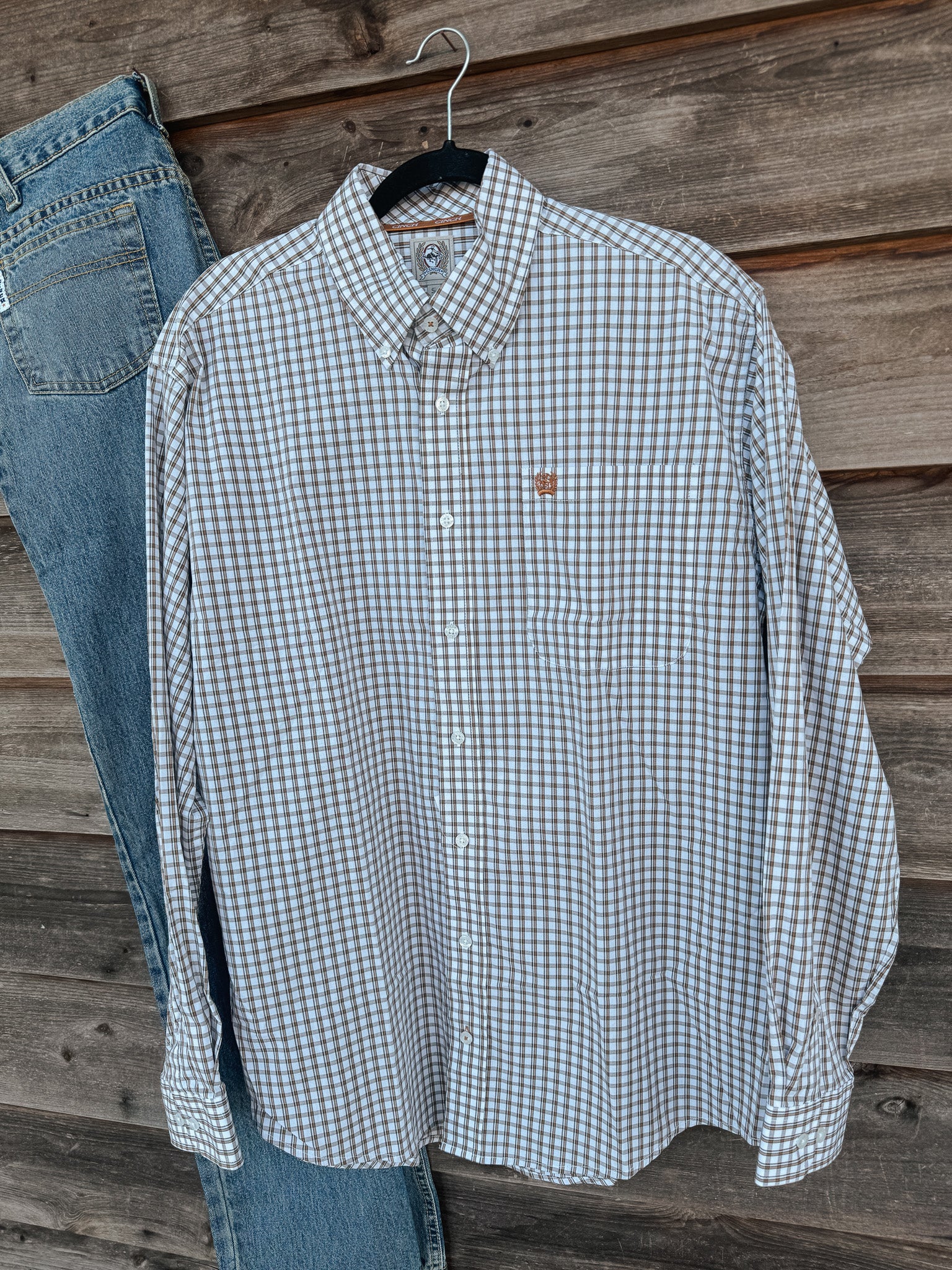 Men's Cinch Plaid Button Up Long Sleeve Shirt